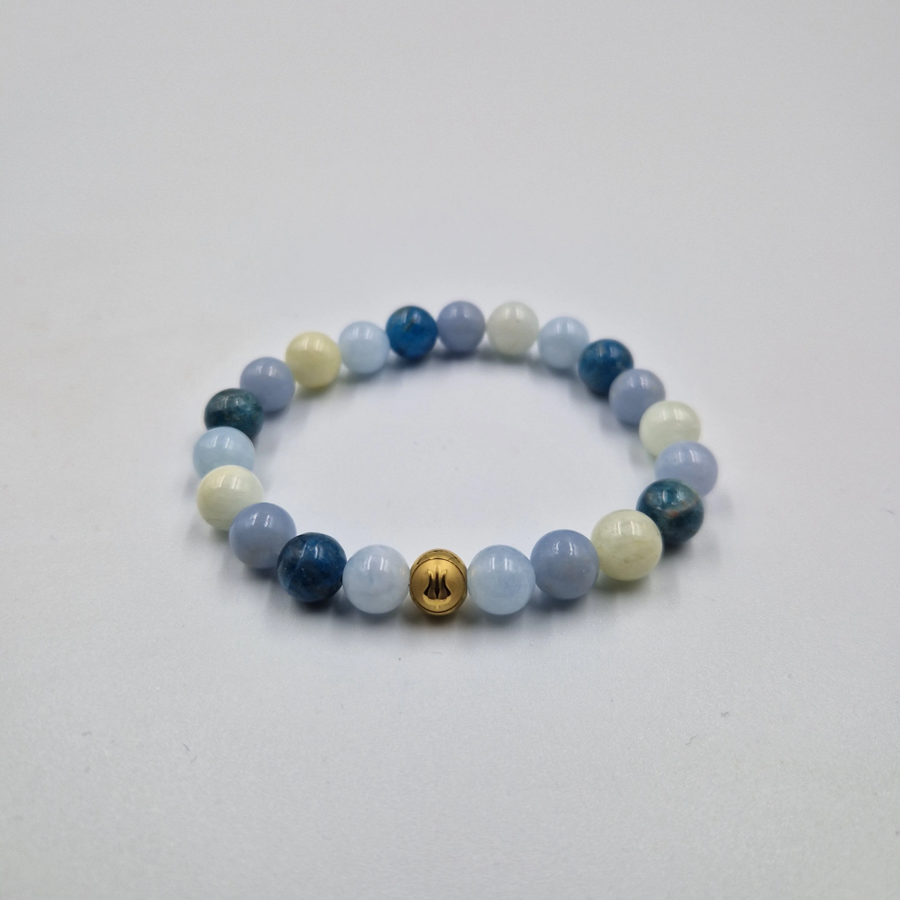 Bracelet CHAKRA GORGE en Aigue-marine, Apatite bleue, Angélite et Morganite