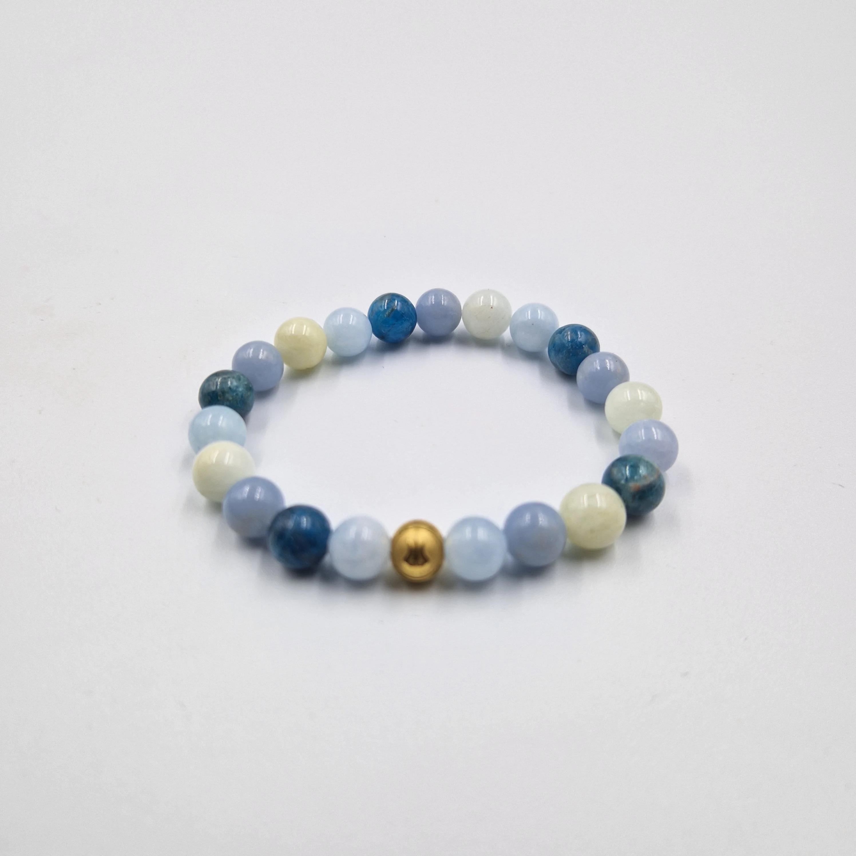 Bracelet CHAKRA GORGE en Aigue-marine, Apatite bleue, Angélite et Morganite - Image 3