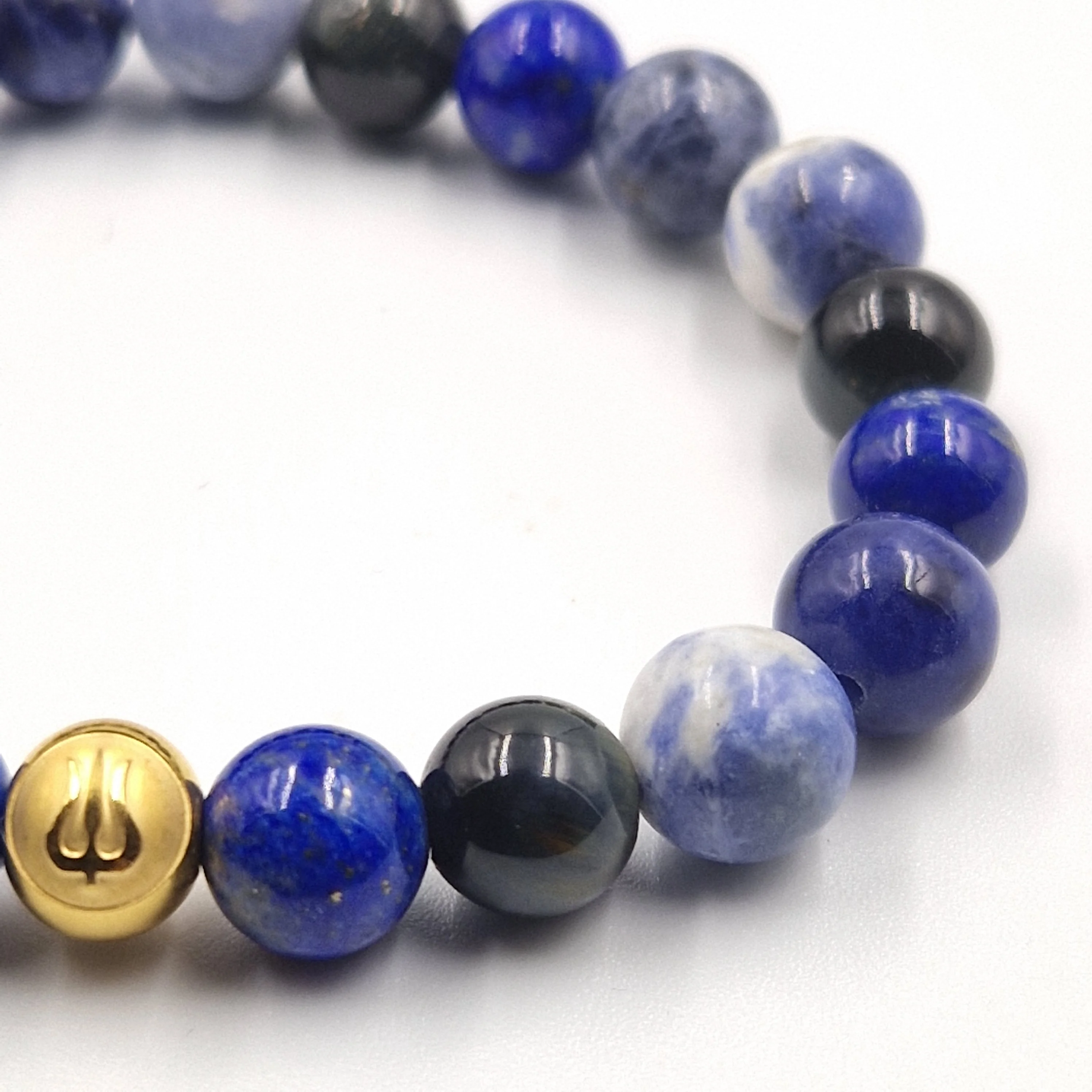 Bracelet CHAKRA TROISIEME OEIL en Lapis-lazuli, Dumortiérite, Sodalite et Oeil de faucon - Image 2