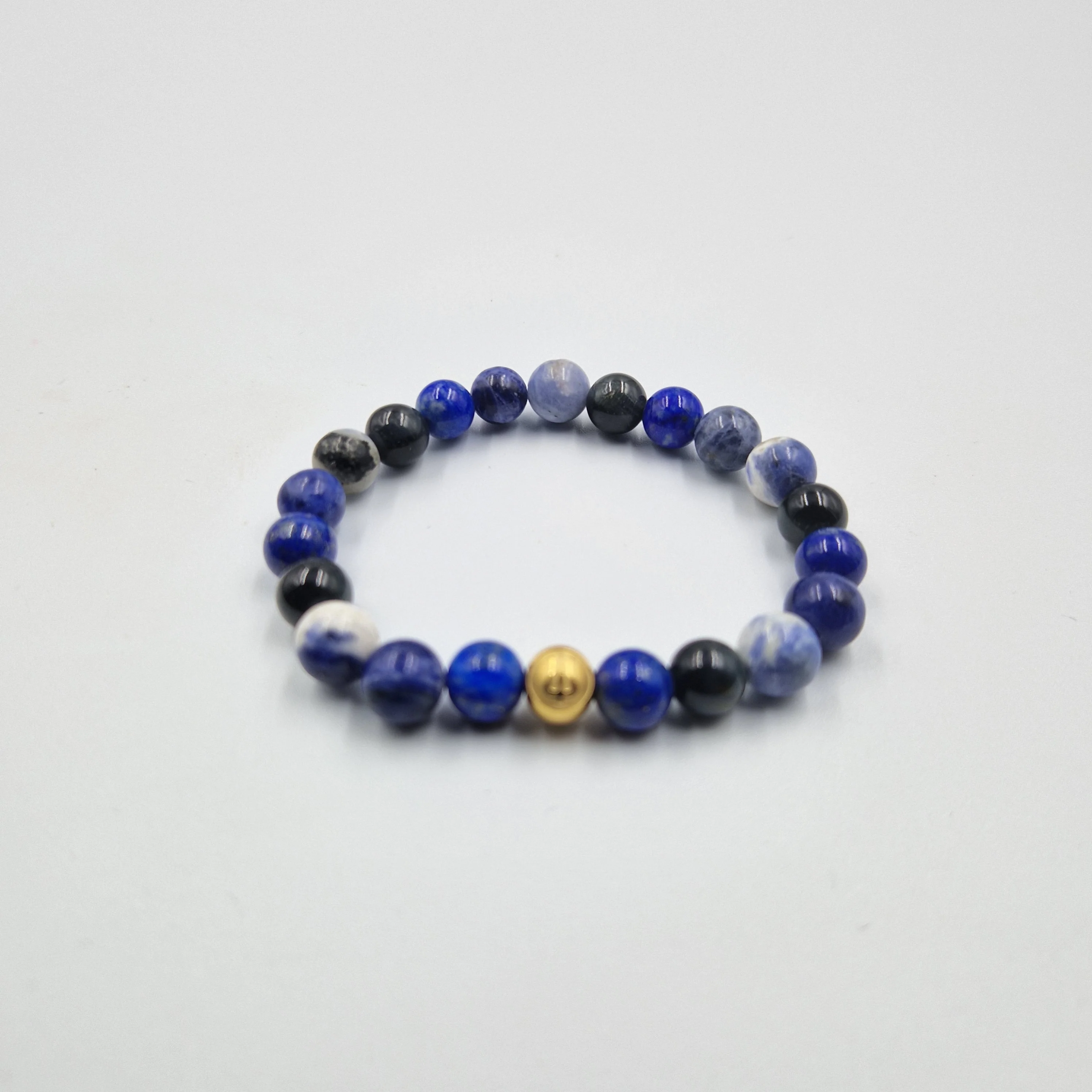 Bracelet CHAKRA TROISIEME OEIL en Lapis-lazuli, Dumortiérite, Sodalite et Oeil de faucon - Image 3