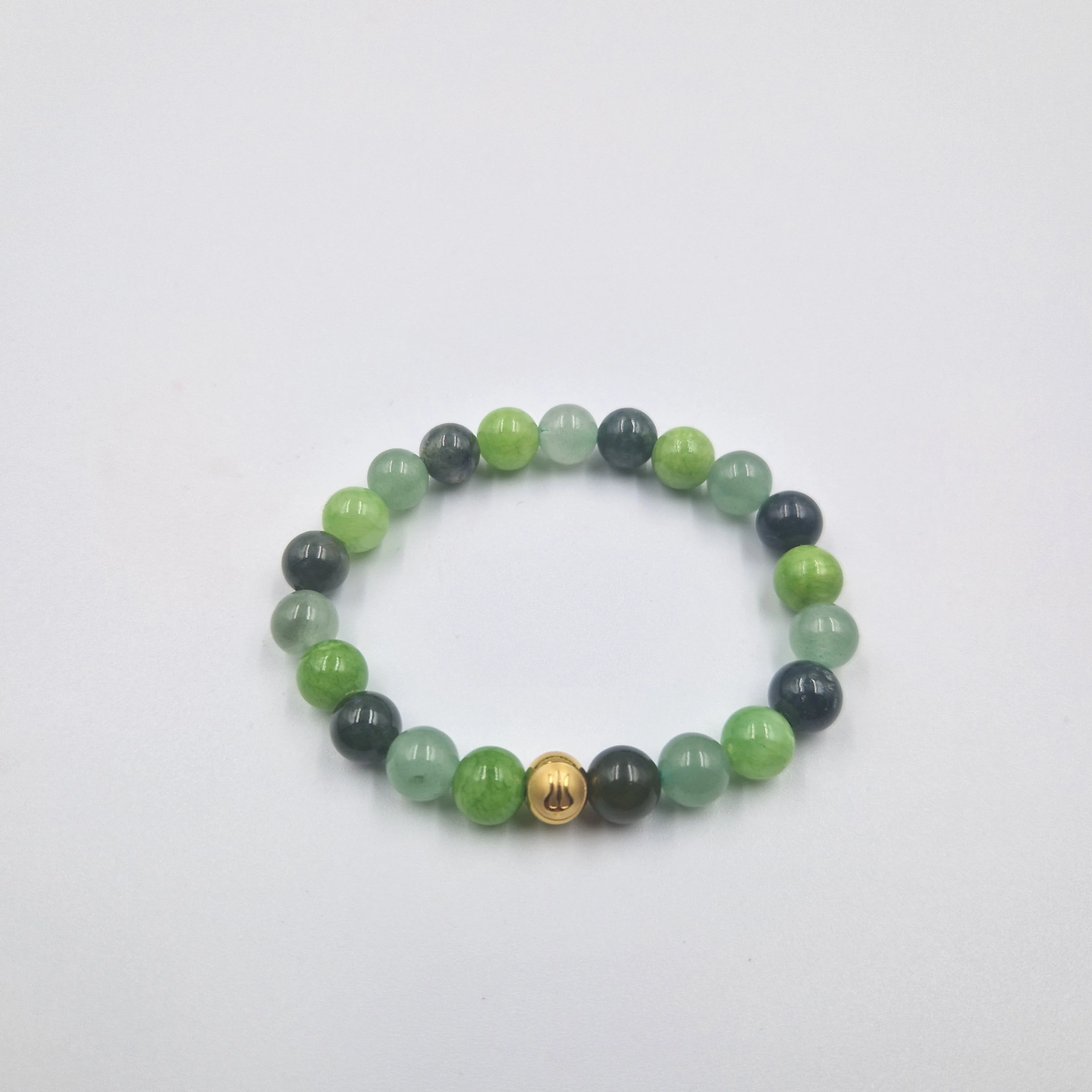 Bracelet CHANCE en Jade vert, Aventurine verte et Agate mousse