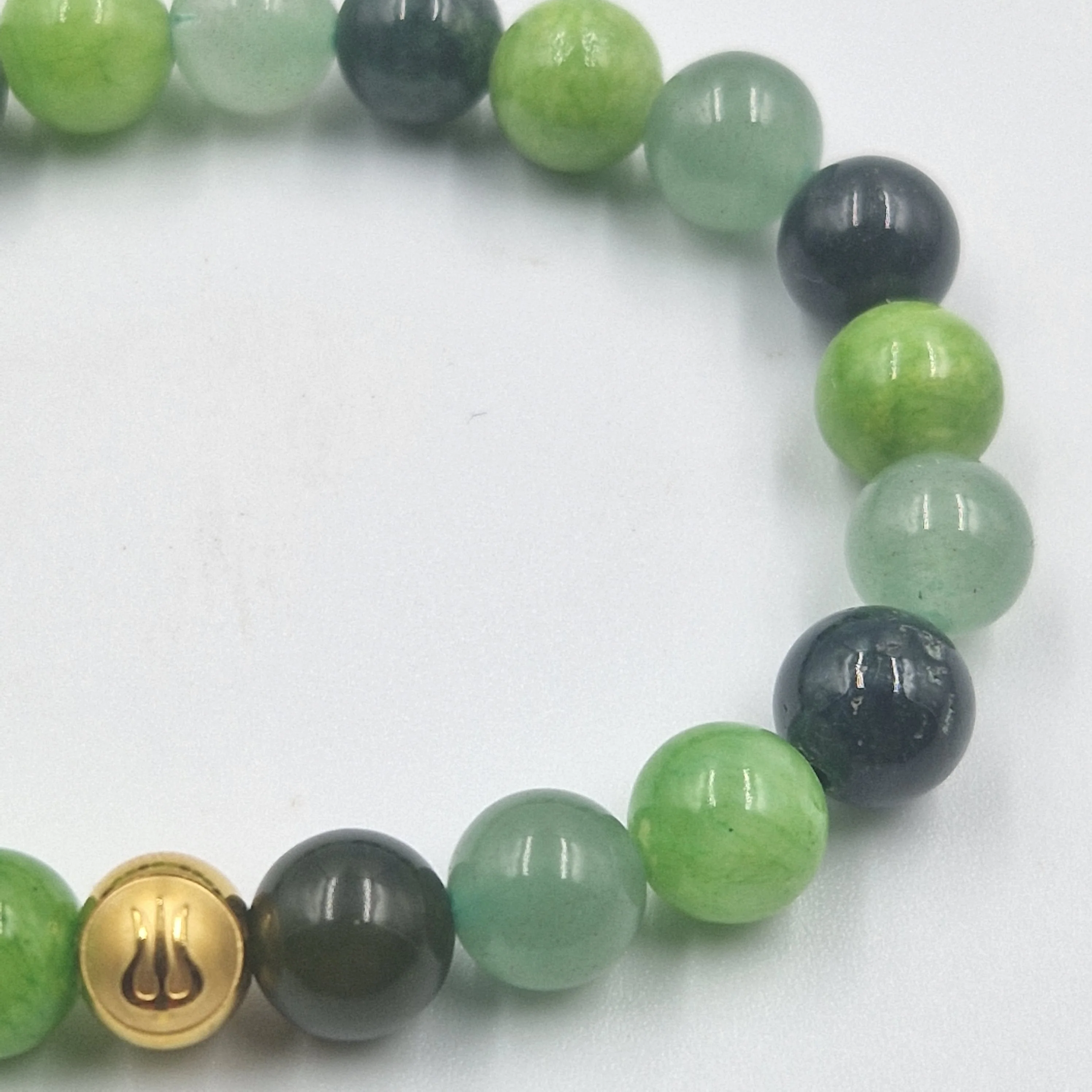 Bracelet CHANCE en Jade vert, Aventurine verte et Agate mousse - Image 2