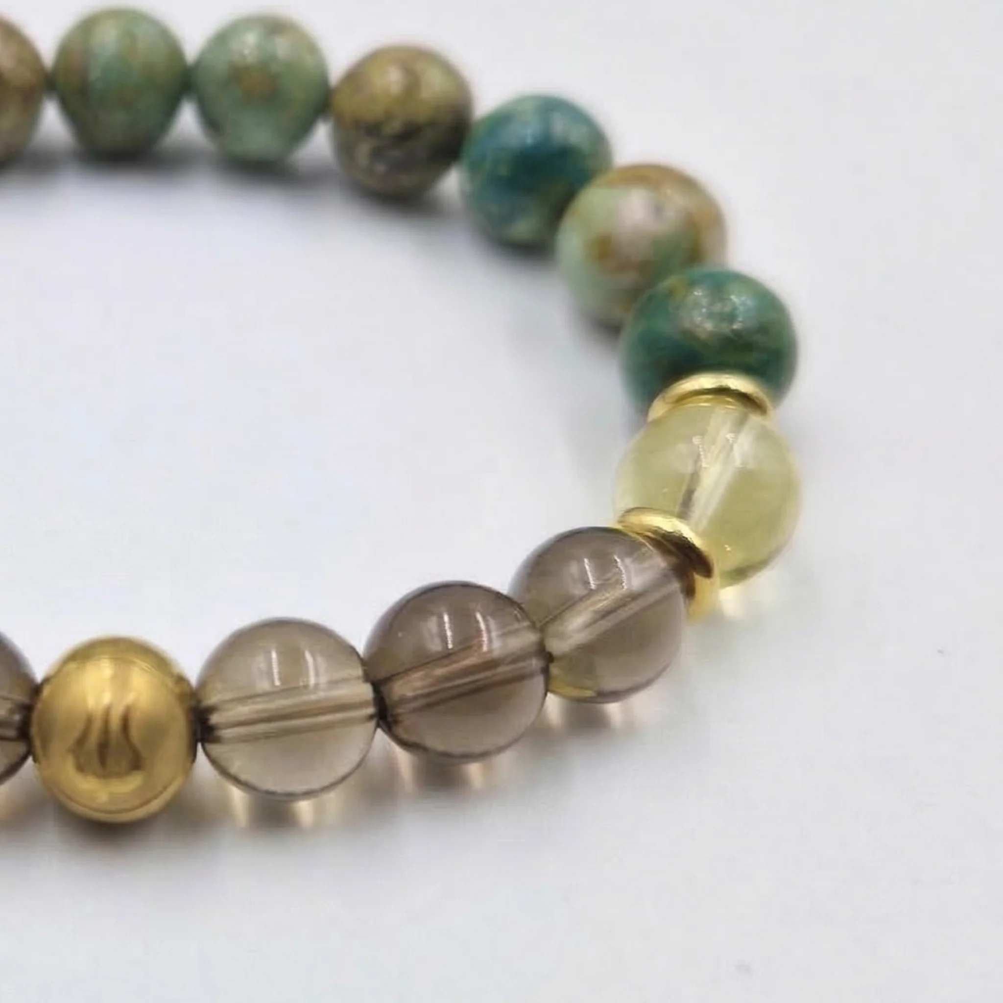 Bracelet CHOLESTEROL en Turquoise, Citrine, Quartz fumé - Image 2