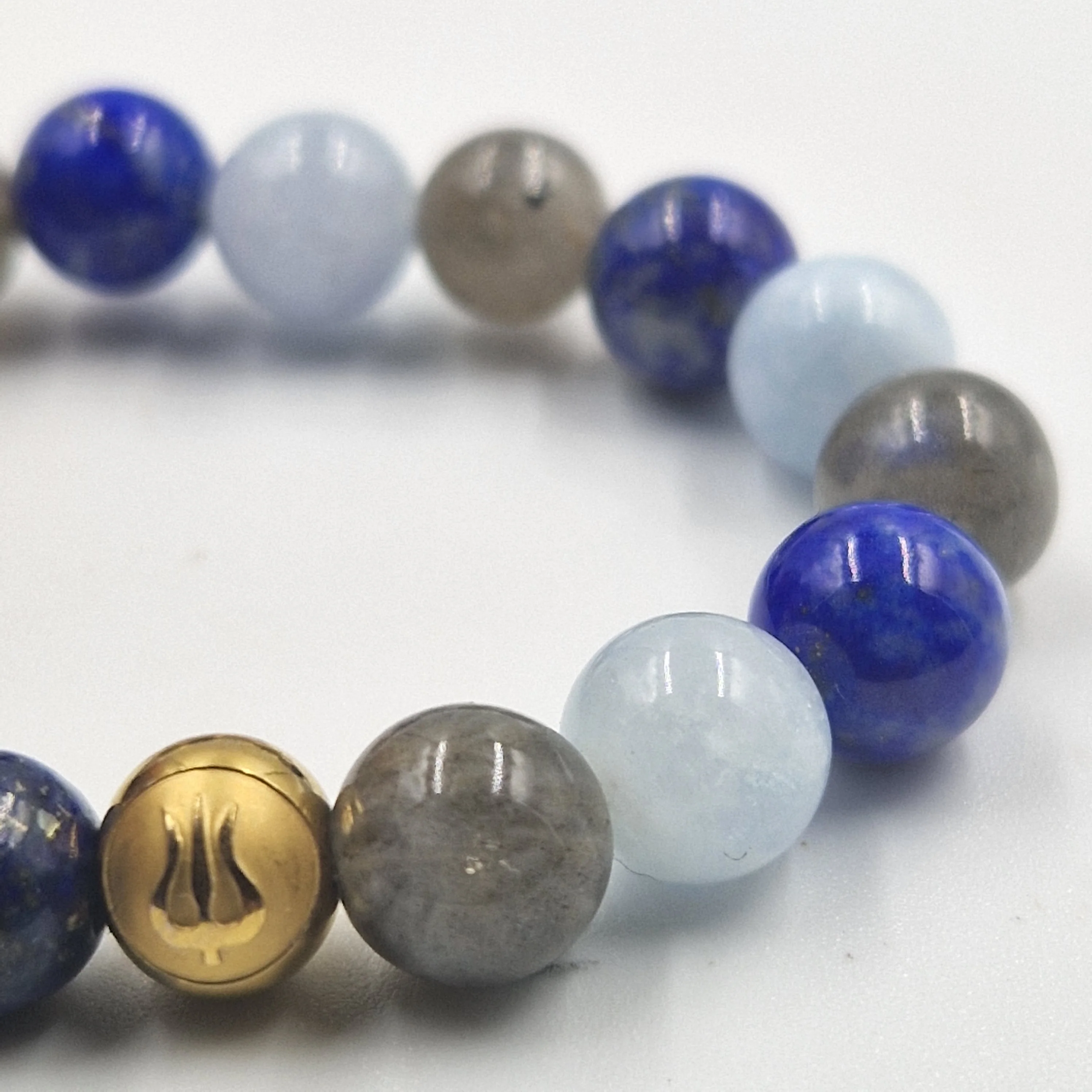 Bracelet CLAIRAUDIENCE en Lapis lazuli, Aigue-marine et Labradorite - Image 2