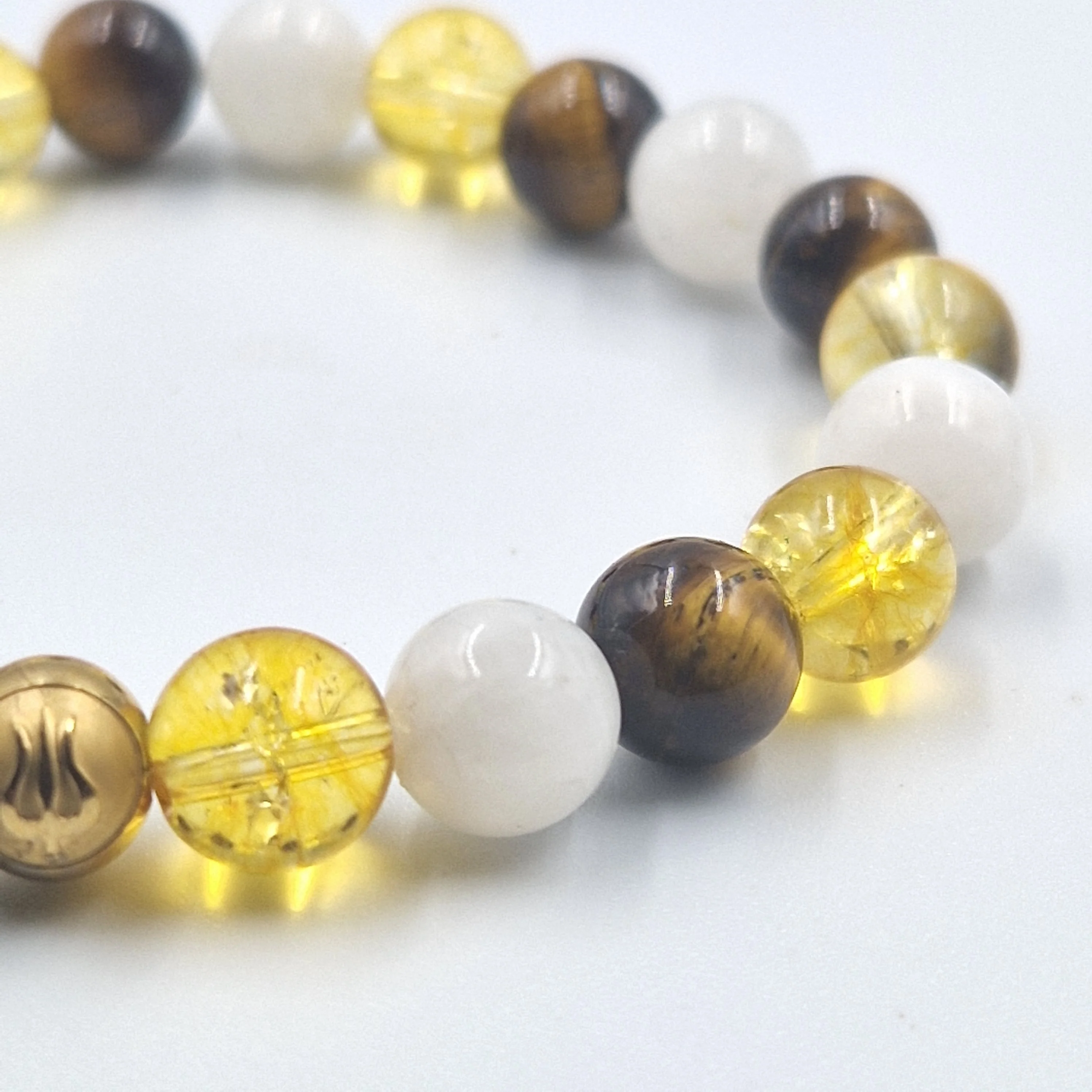 Bracelet CLAIRVOYANCE en Oeil de tigre, Citrine et Pierre de lune blanche - Image 2