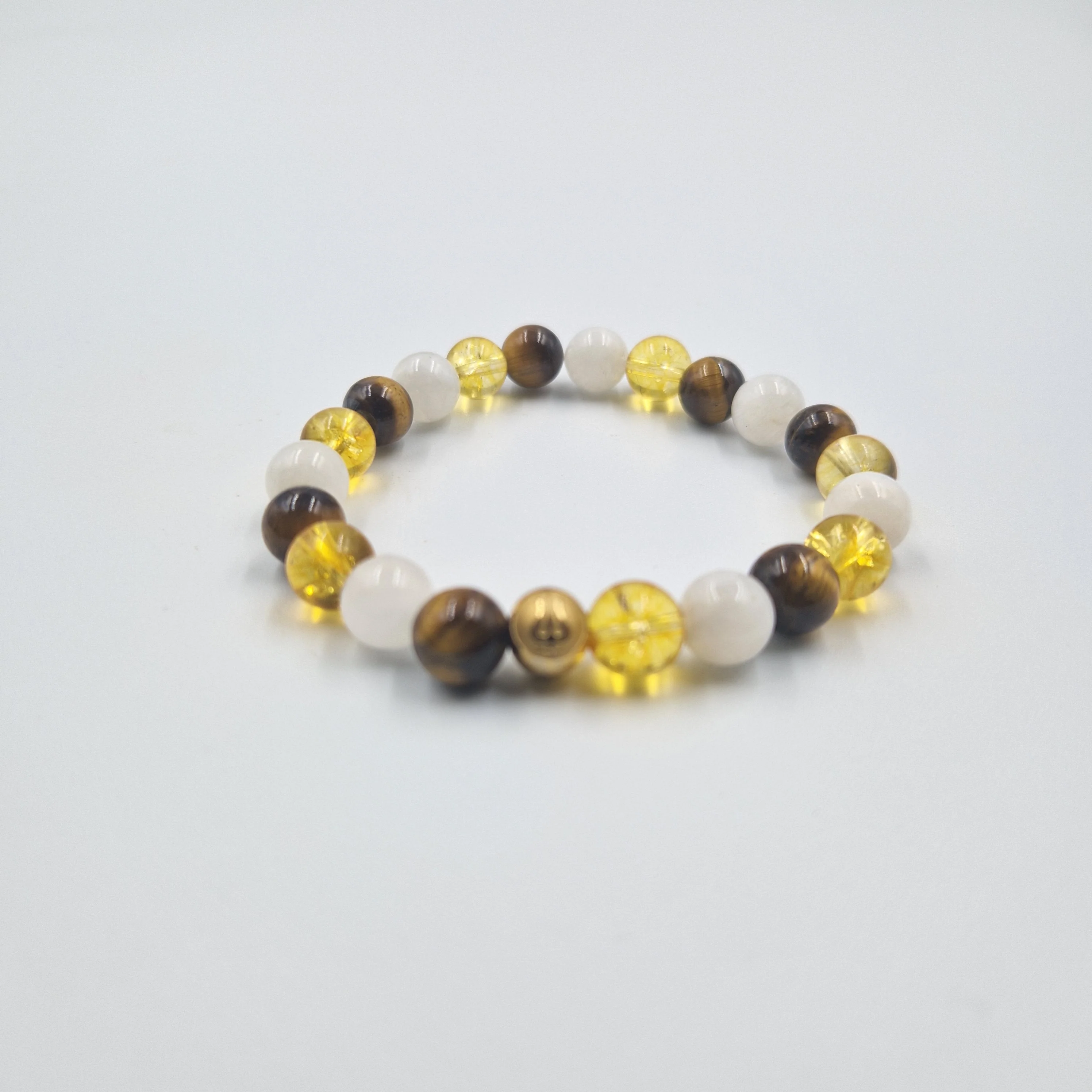Bracelet CLAIRVOYANCE en Oeil de tigre, Citrine et Pierre de lune blanche - Image 3