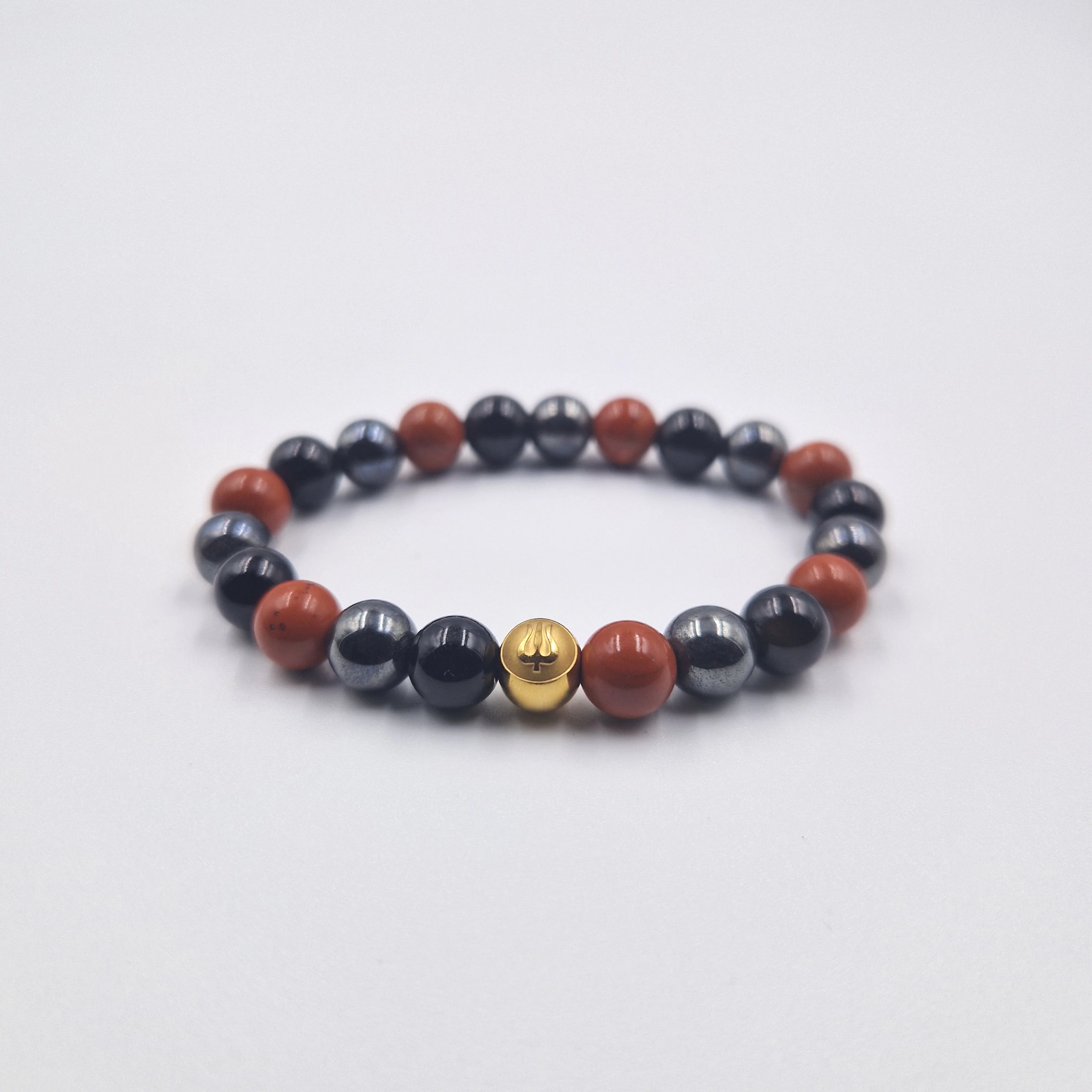 Bracelet COURAGE en Onyx noir, Jaspe rouge et Hématite