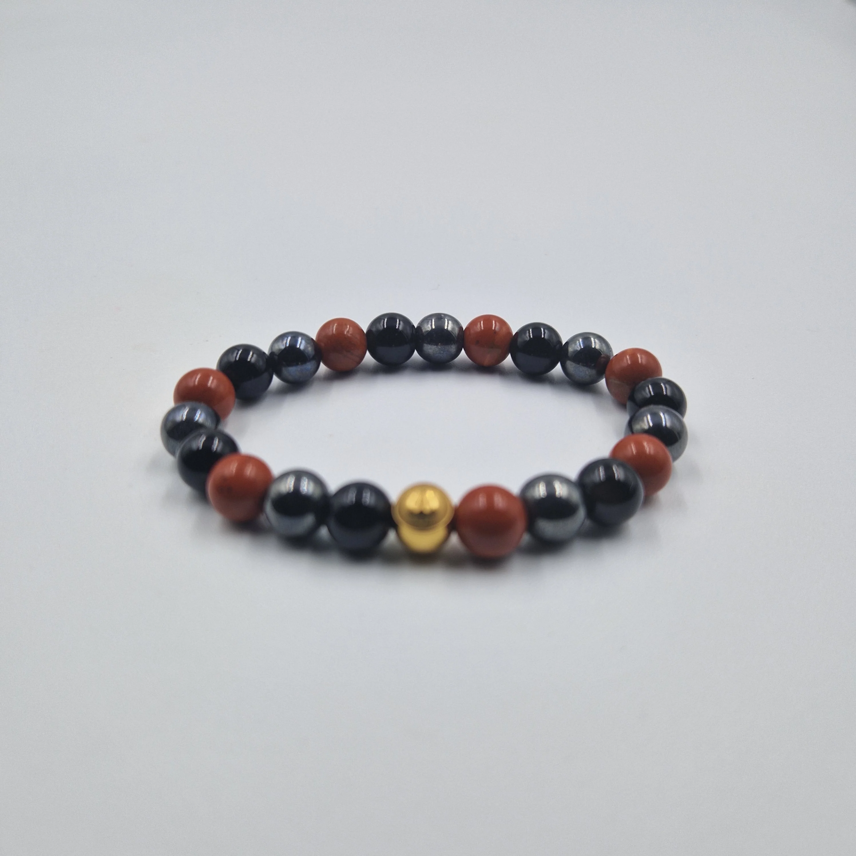 Bracelet COURAGE en Onyx noir, Jaspe rouge et Hématite - Image 3