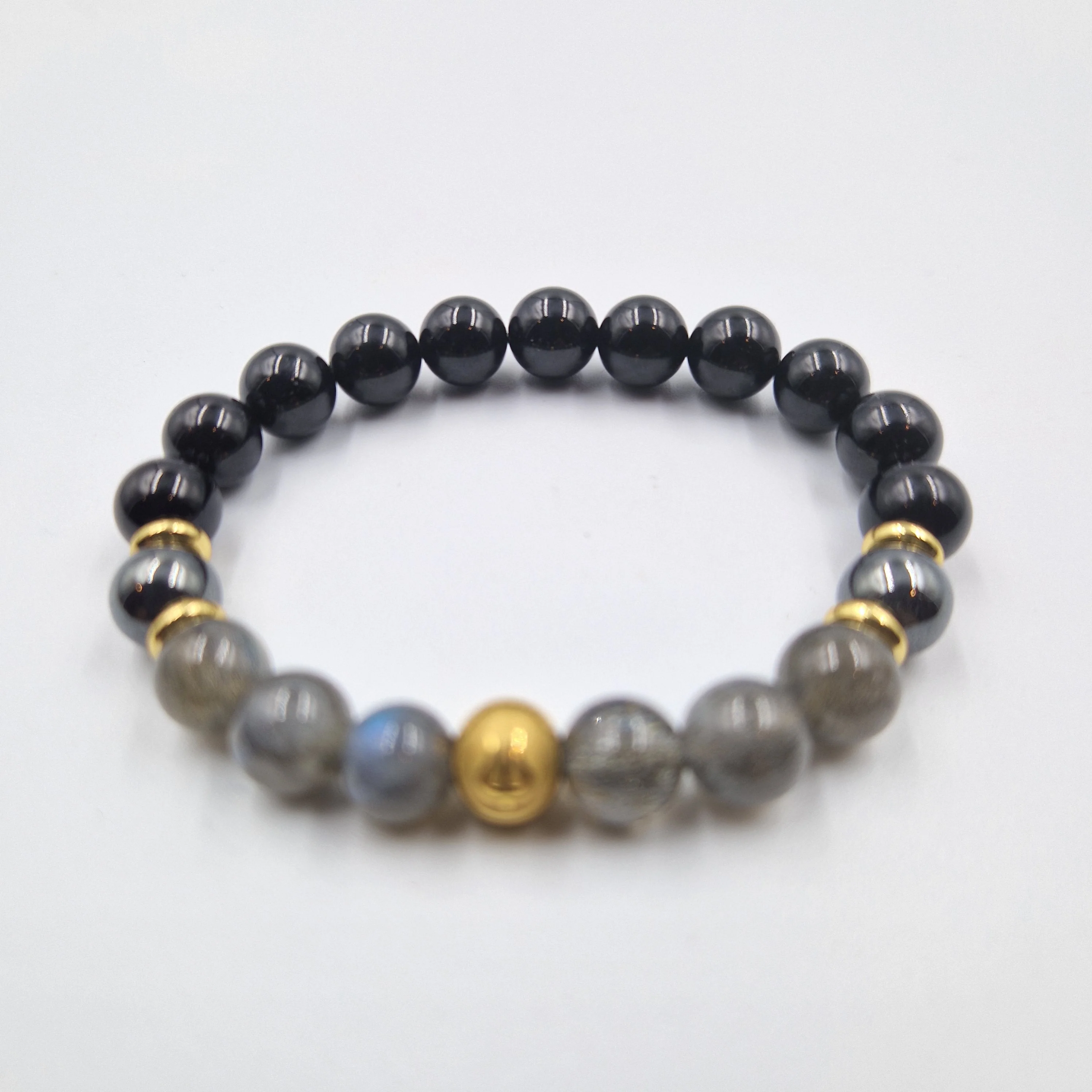 Bracelet CRAMPES en Labradorite, Tourmaline noire, Hématite. - Image 3