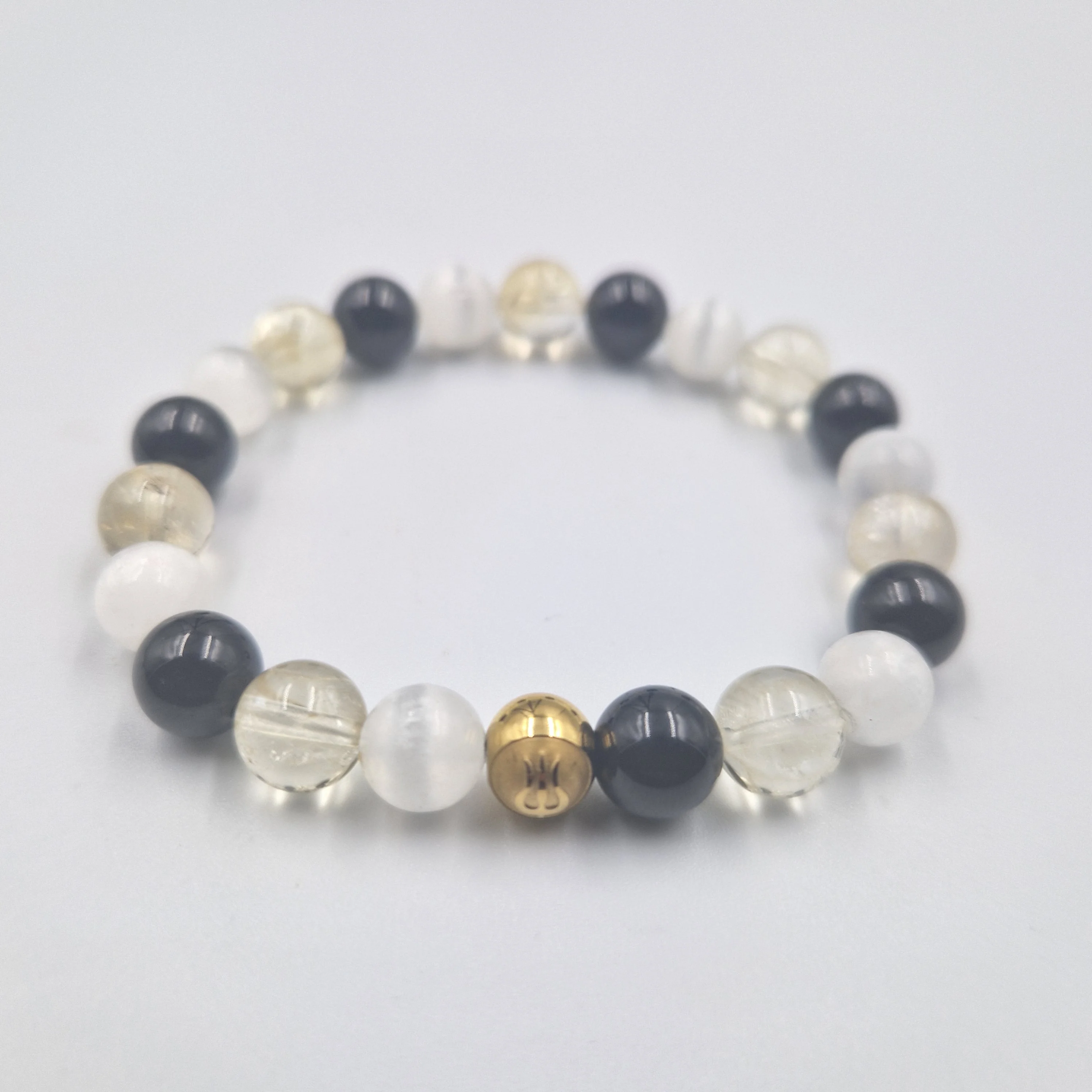 Bracelet DEPRESSION en Tourmaline noire, Citrine et Sélénite