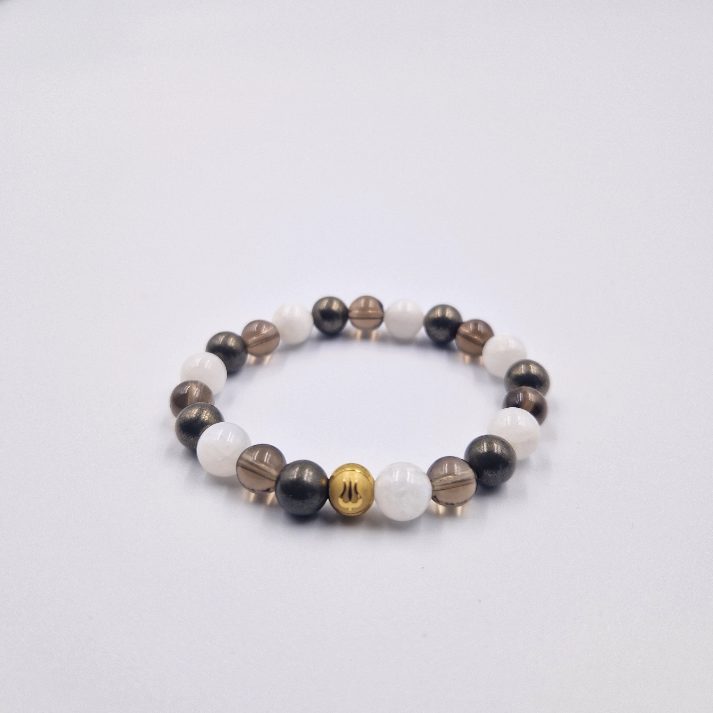 Bracelet DEUIL en Pyrite, Quartz fumé et Pierre de lune