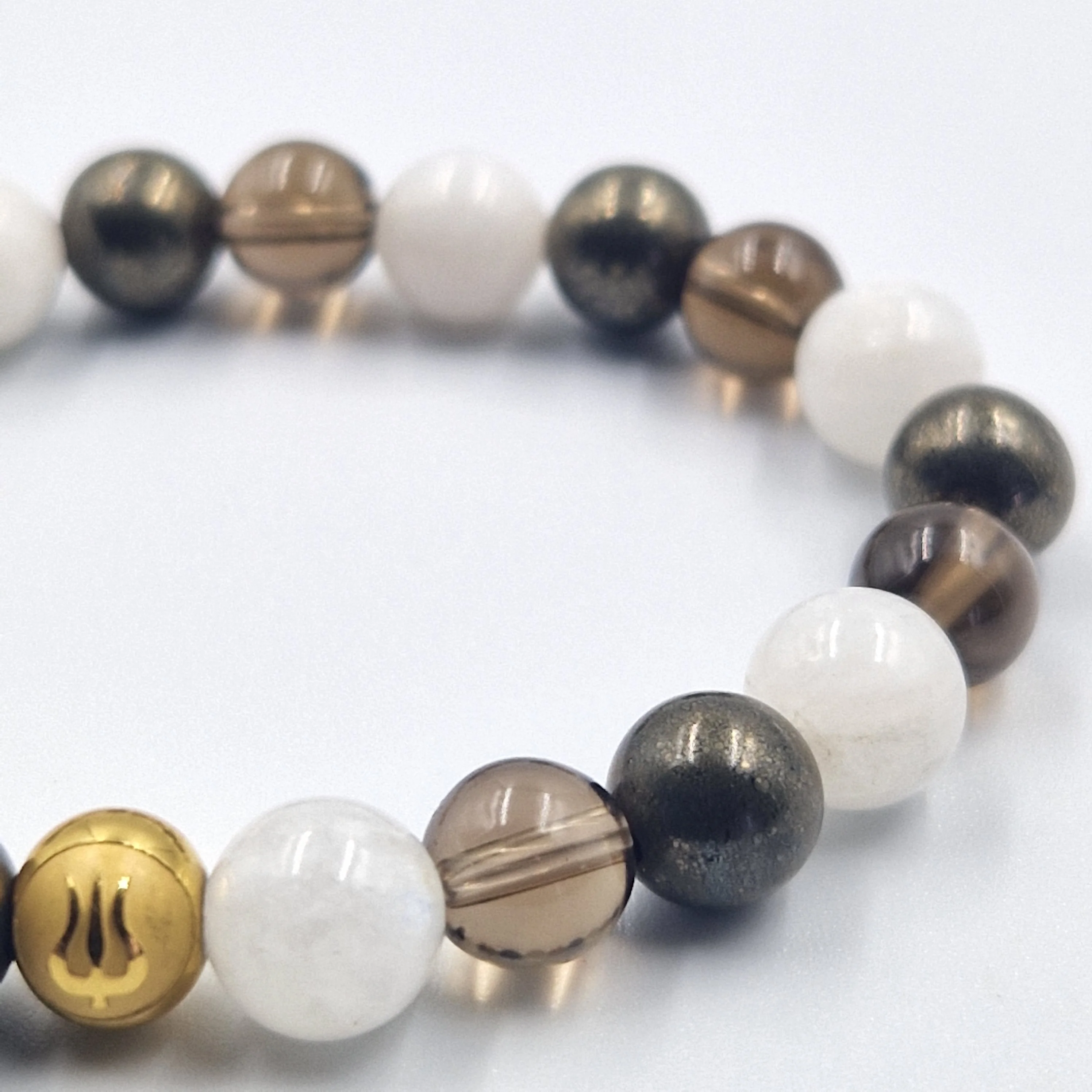 Bracelet DEUIL en Pyrite, Quartz fumé et Pierre de lune - Image 2