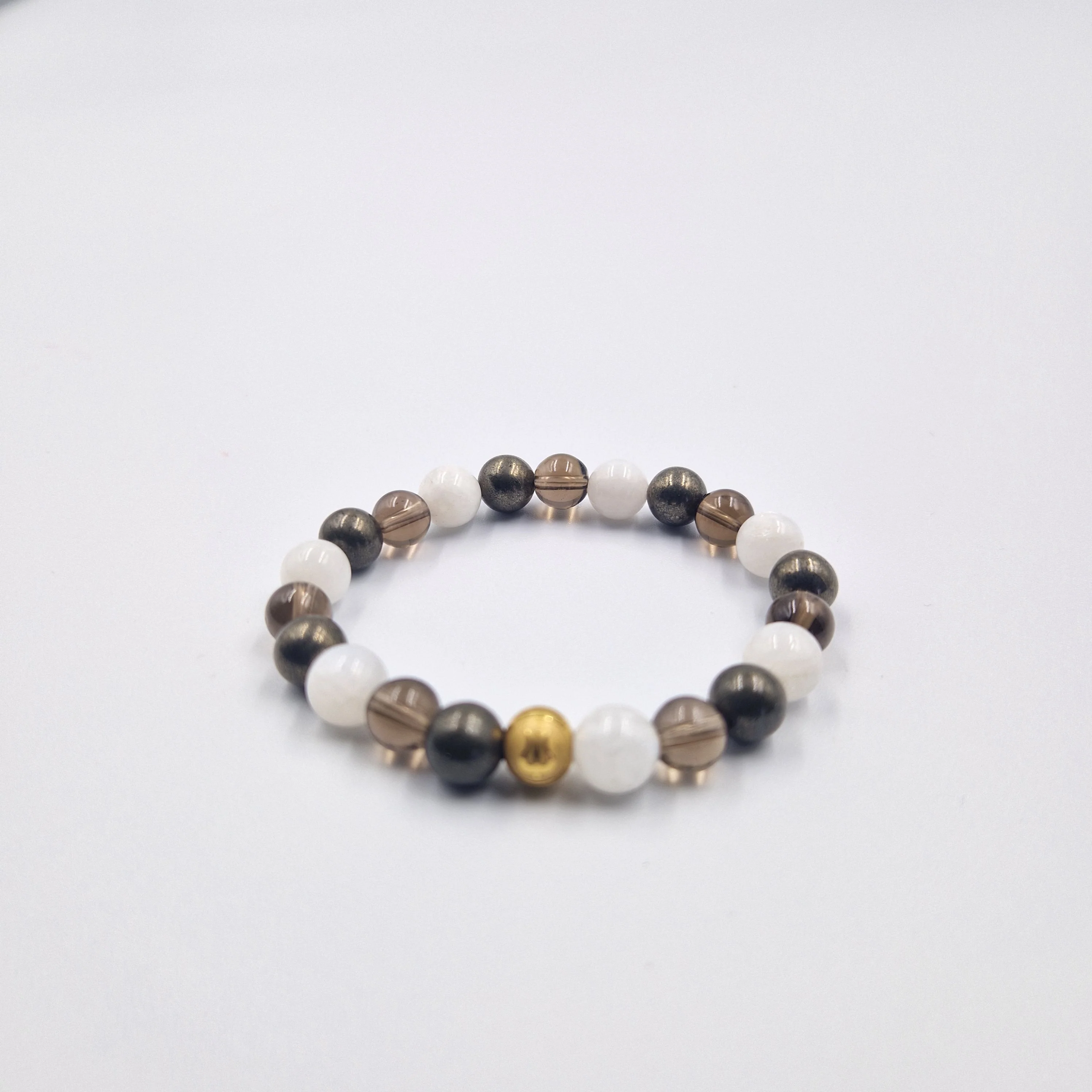 Bracelet DEUIL en Pyrite, Quartz fumé et Pierre de lune - Image 3