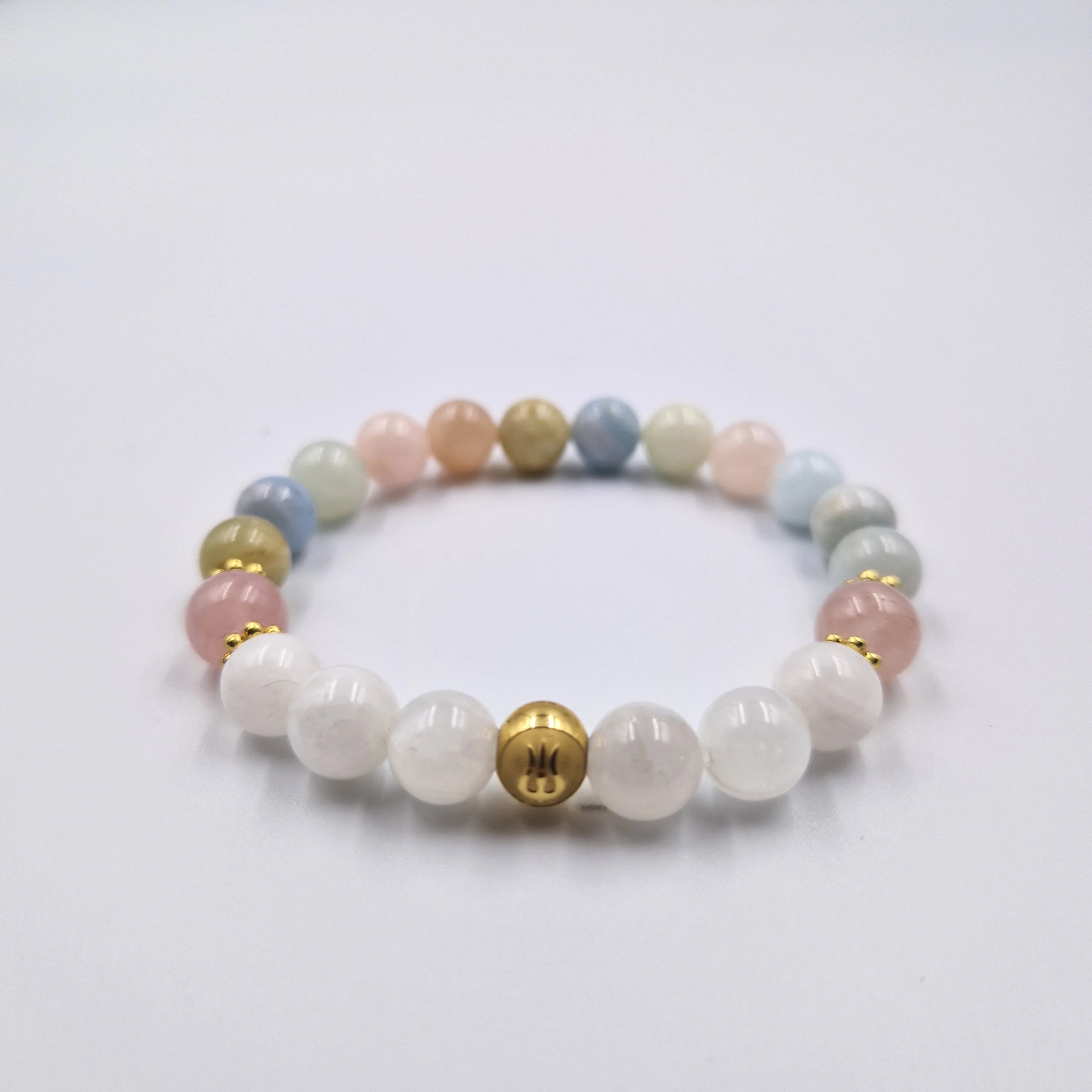 Bracelet Dévotion - Spécial Fête des mères en Morganite, Pierre de lune blanche et Quartz rose