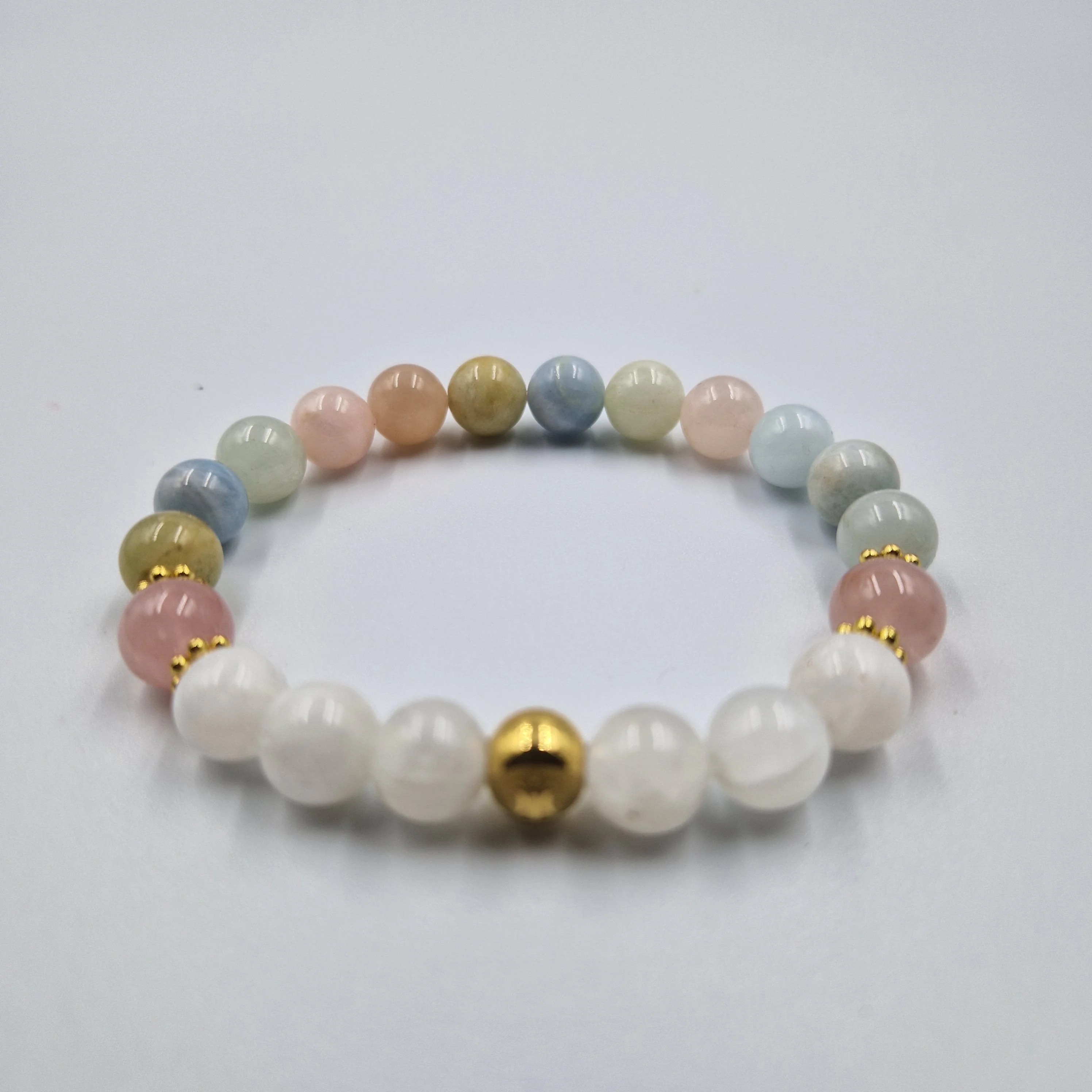 Bracelet Dévotion - Spécial Fête des mères en Morganite, Pierre de lune blanche et Quartz rose - Image 3