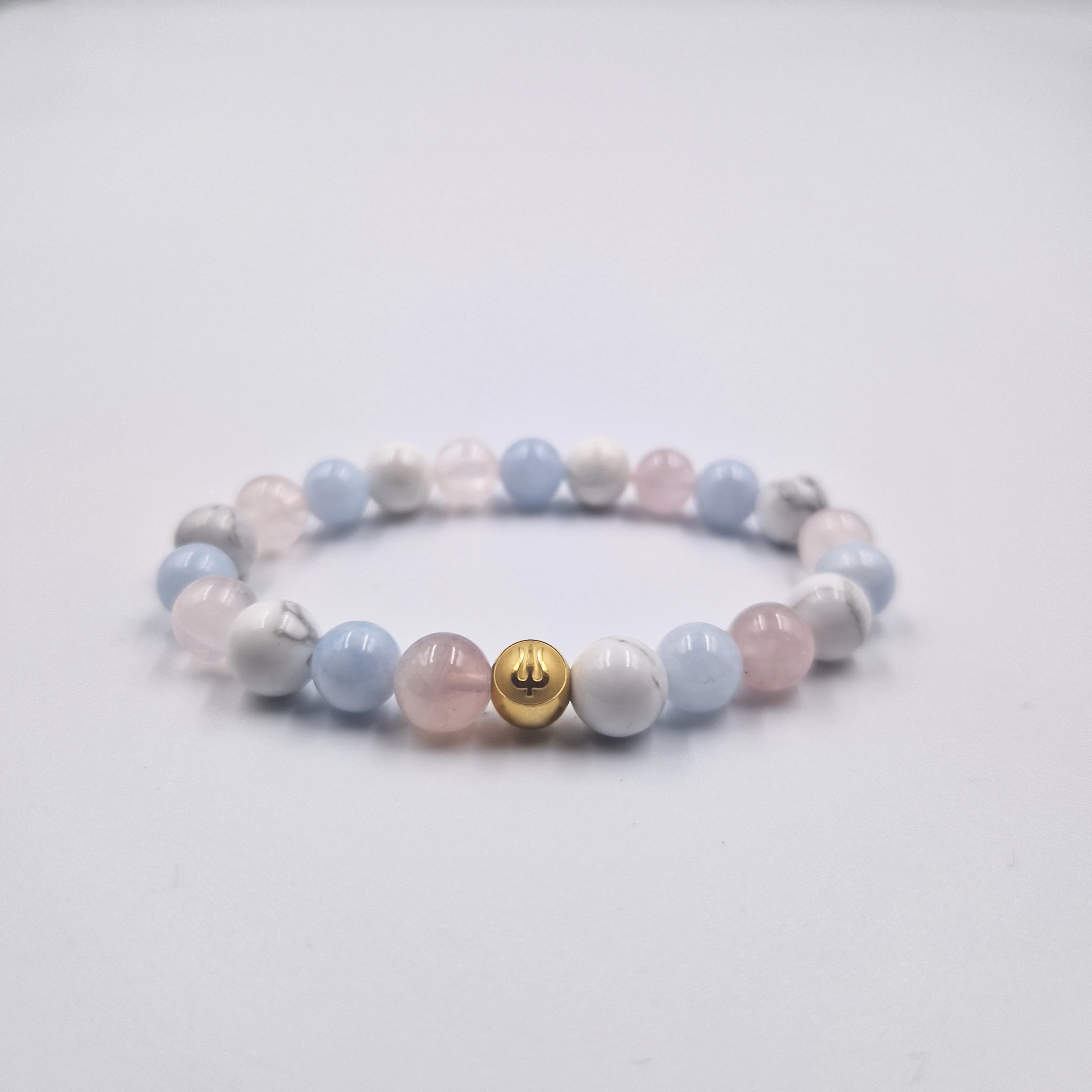 Bracelet DIPLOMATIE en Aigue-marine, Quartz rose et Howlite