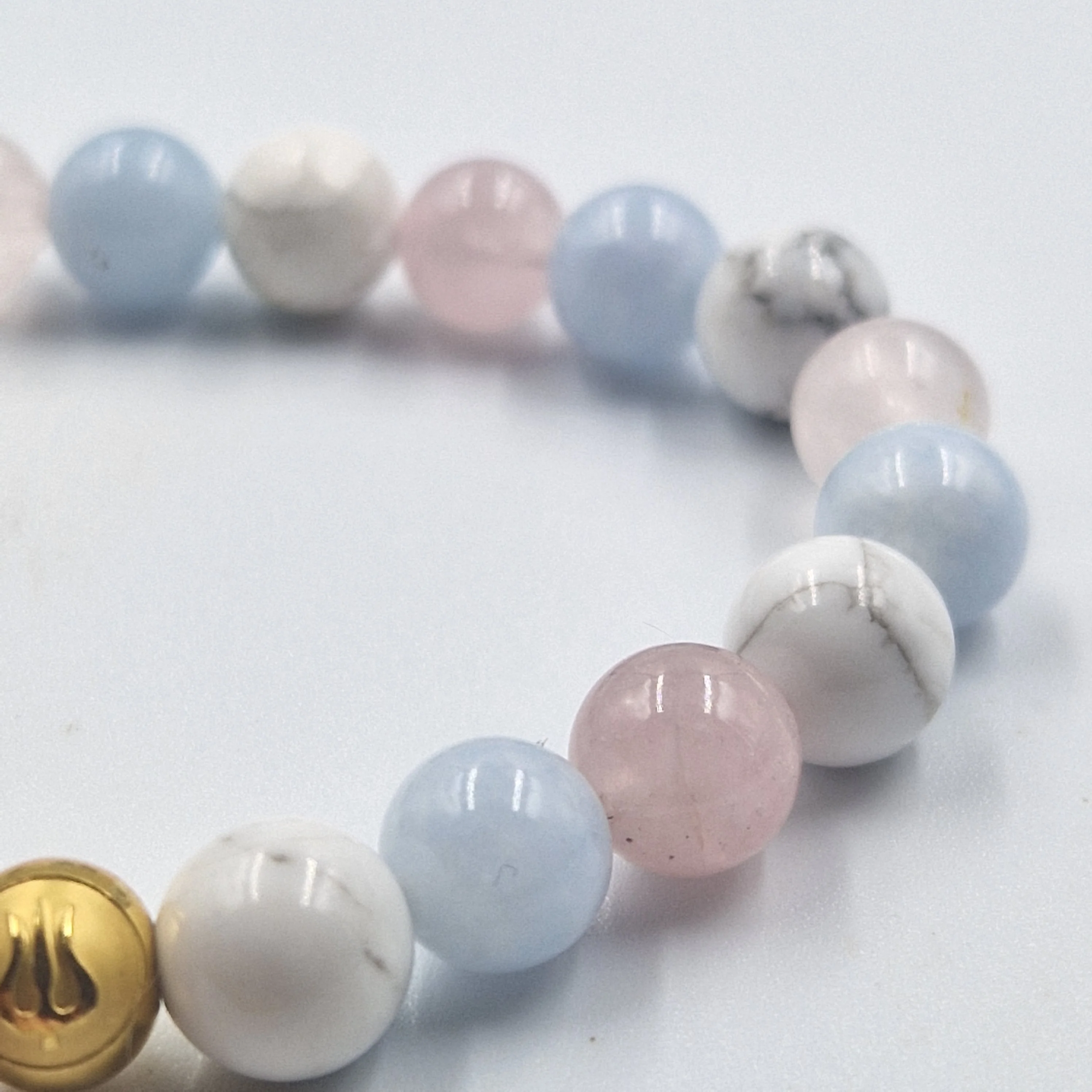 Bracelet DIPLOMATIE en Aigue-marine, Quartz rose et Howlite - Image 2