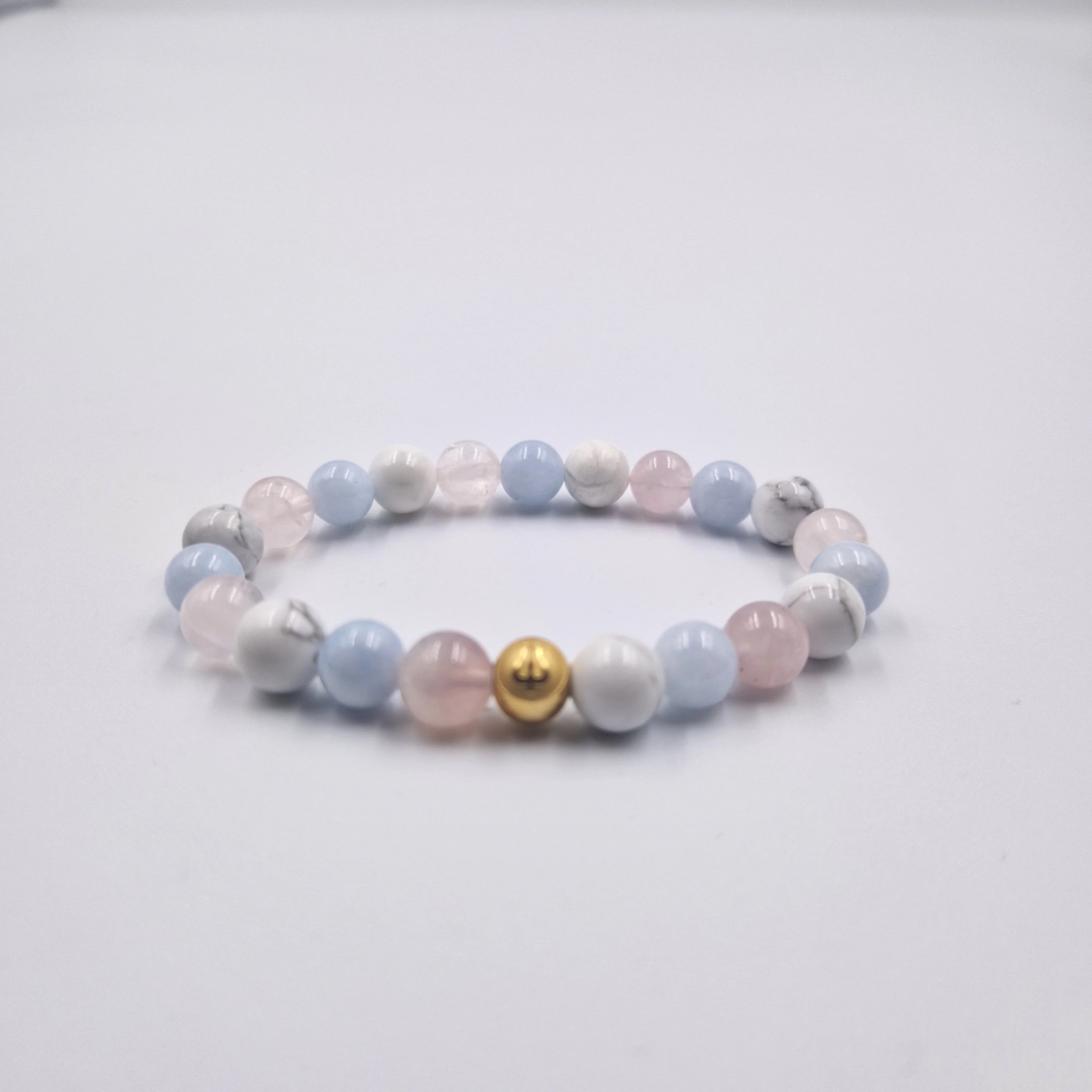 Bracelet DIPLOMATIE en Aigue-marine, Quartz rose et Howlite - Image 3