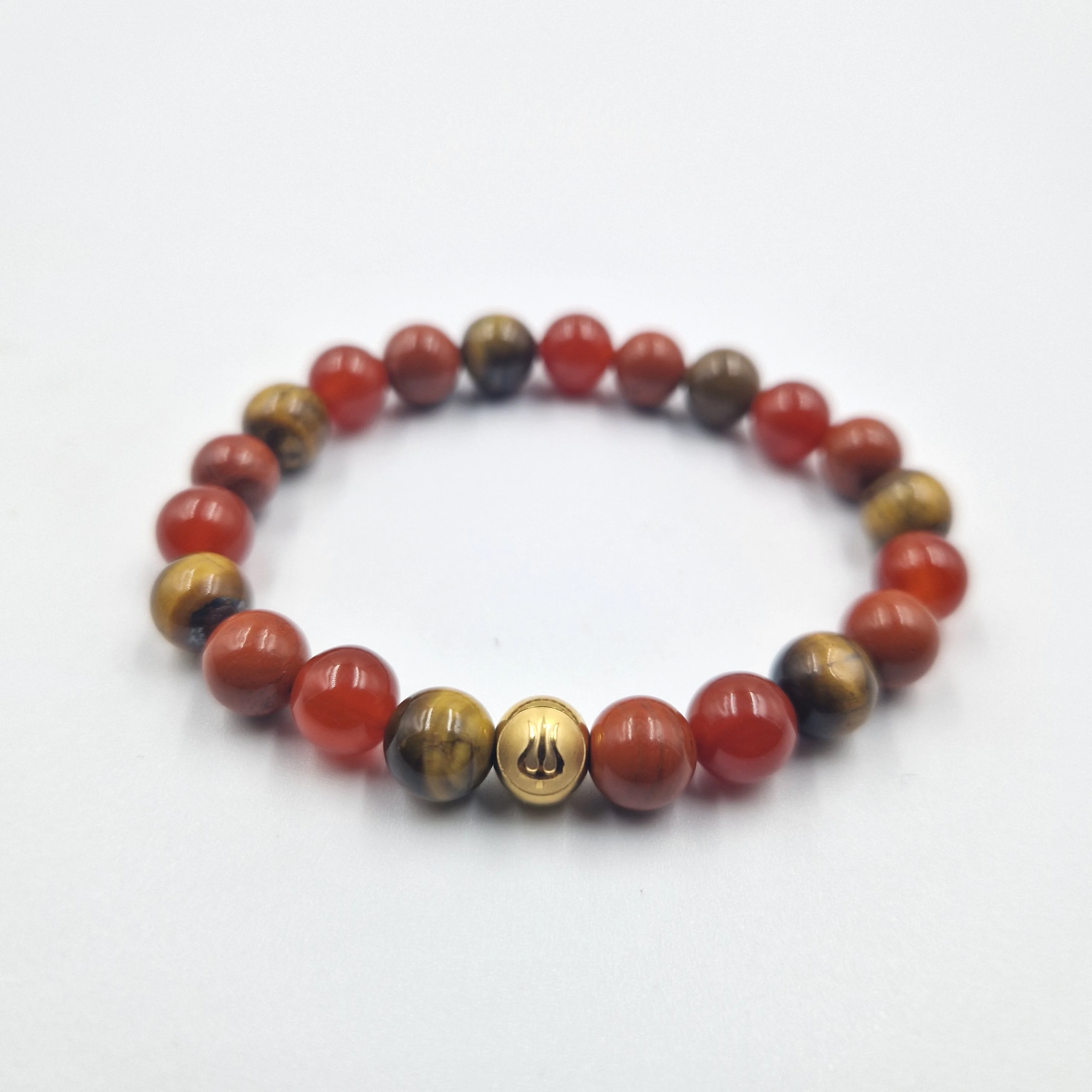 Bracelet DISPUTES en Jaspe rouge, Oeil de tigre et Cornaline