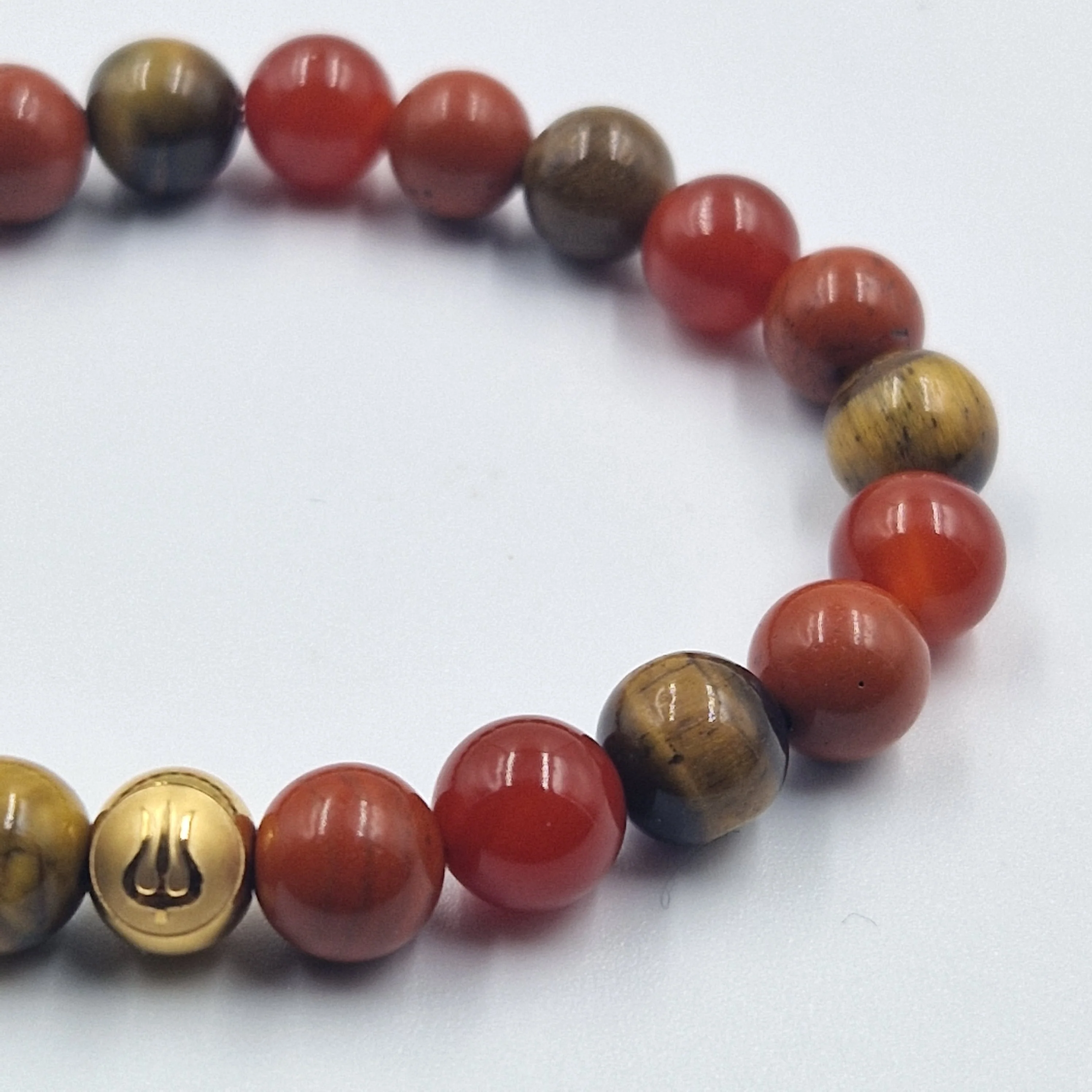 Bracelet DISPUTES en Jaspe rouge, Oeil de tigre et Cornaline - Image 2