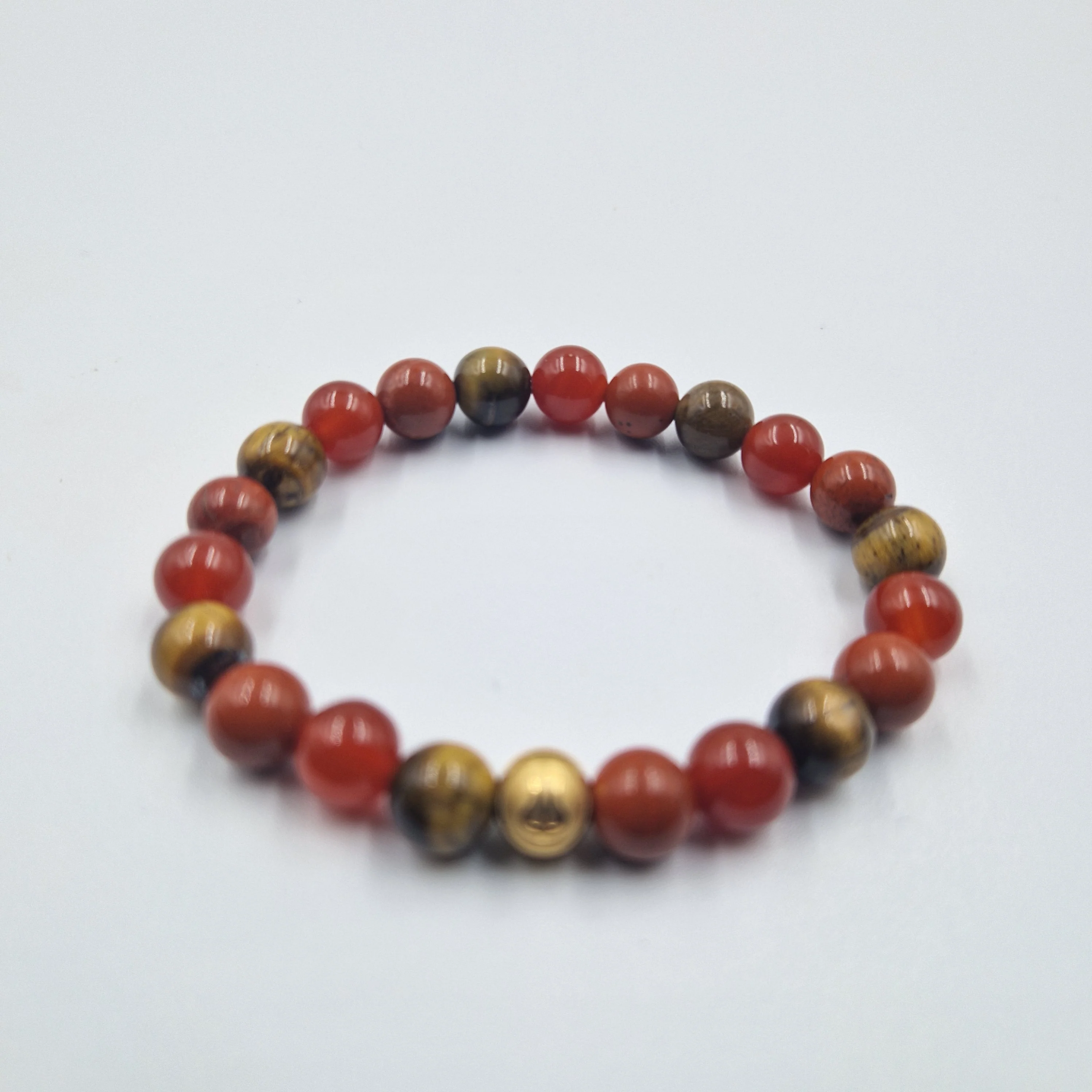 Bracelet DISPUTES en Jaspe rouge, Oeil de tigre et Cornaline - Image 3