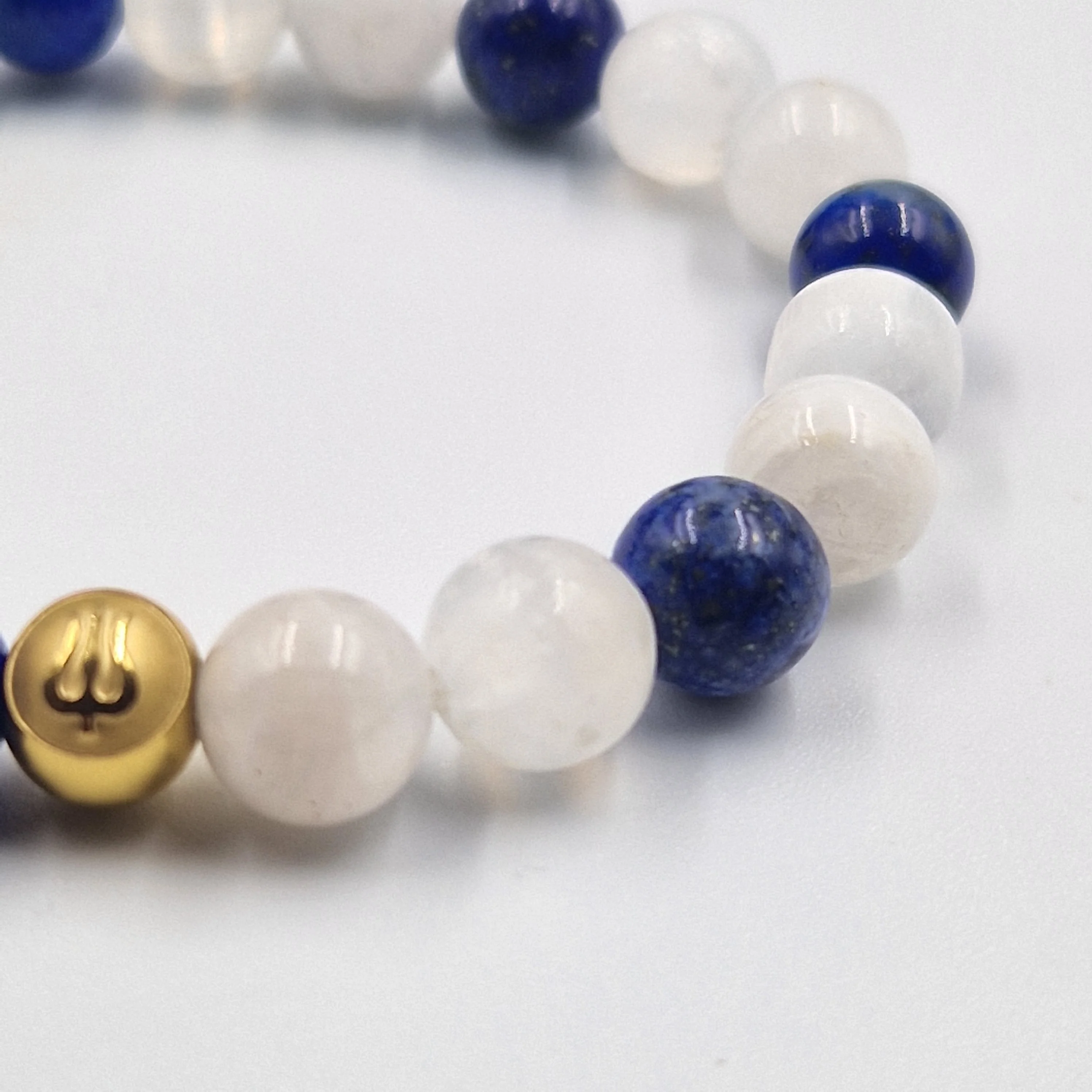 Bracelet DIVIN en Sélénite, Pierre de lune blanche et Lapis lazuli - Image 2