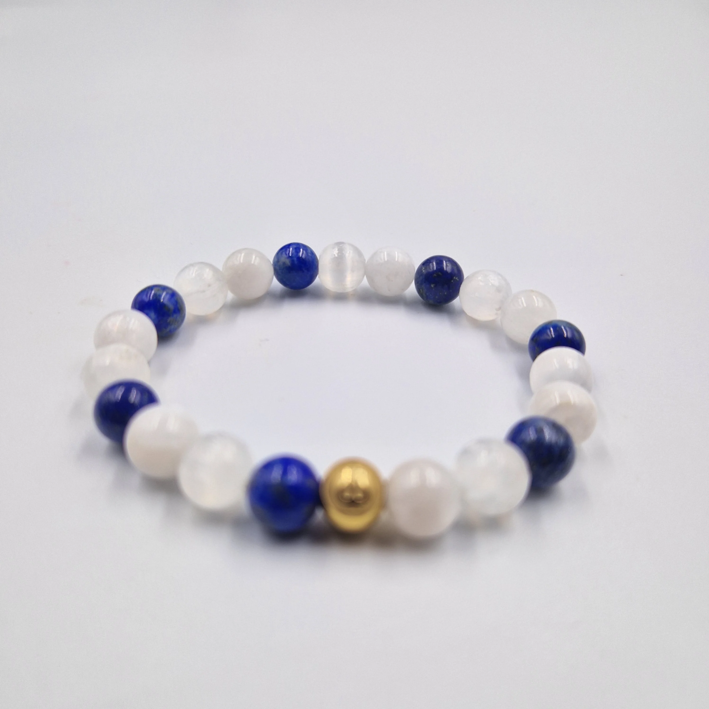 Bracelet DIVIN en Sélénite, Pierre de lune blanche et Lapis lazuli - Image 3