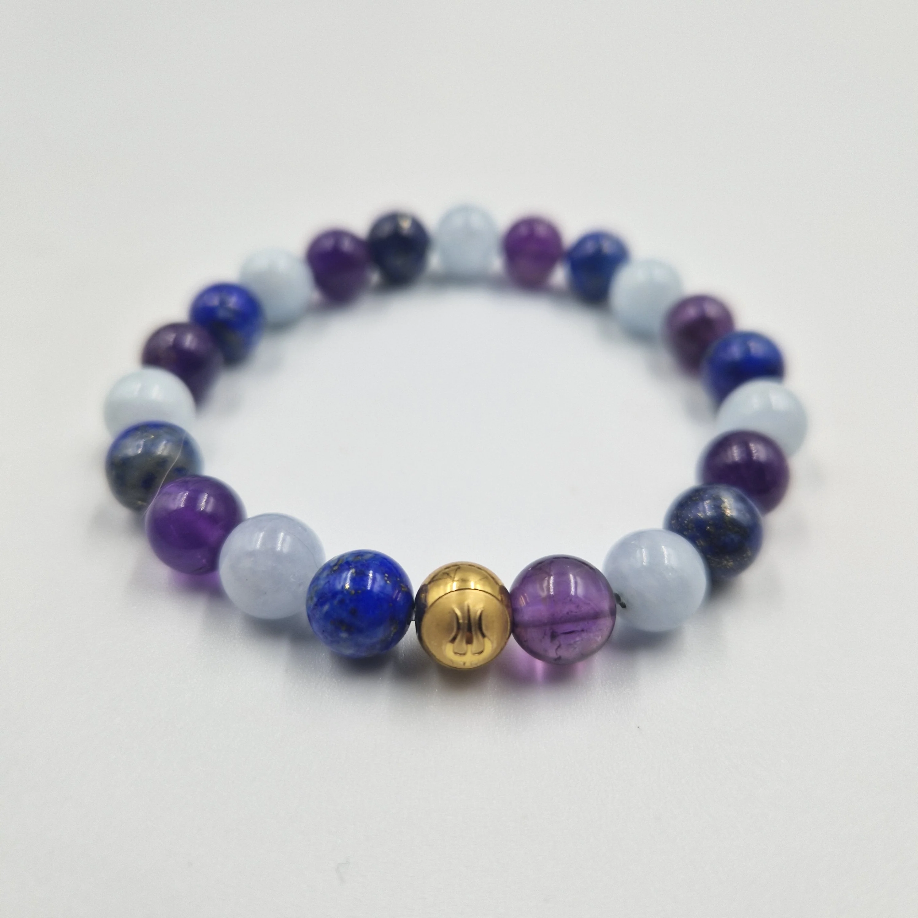 Bracelet DYNAMISME en Lapis lazuli, Aigue-marine et Améthyste