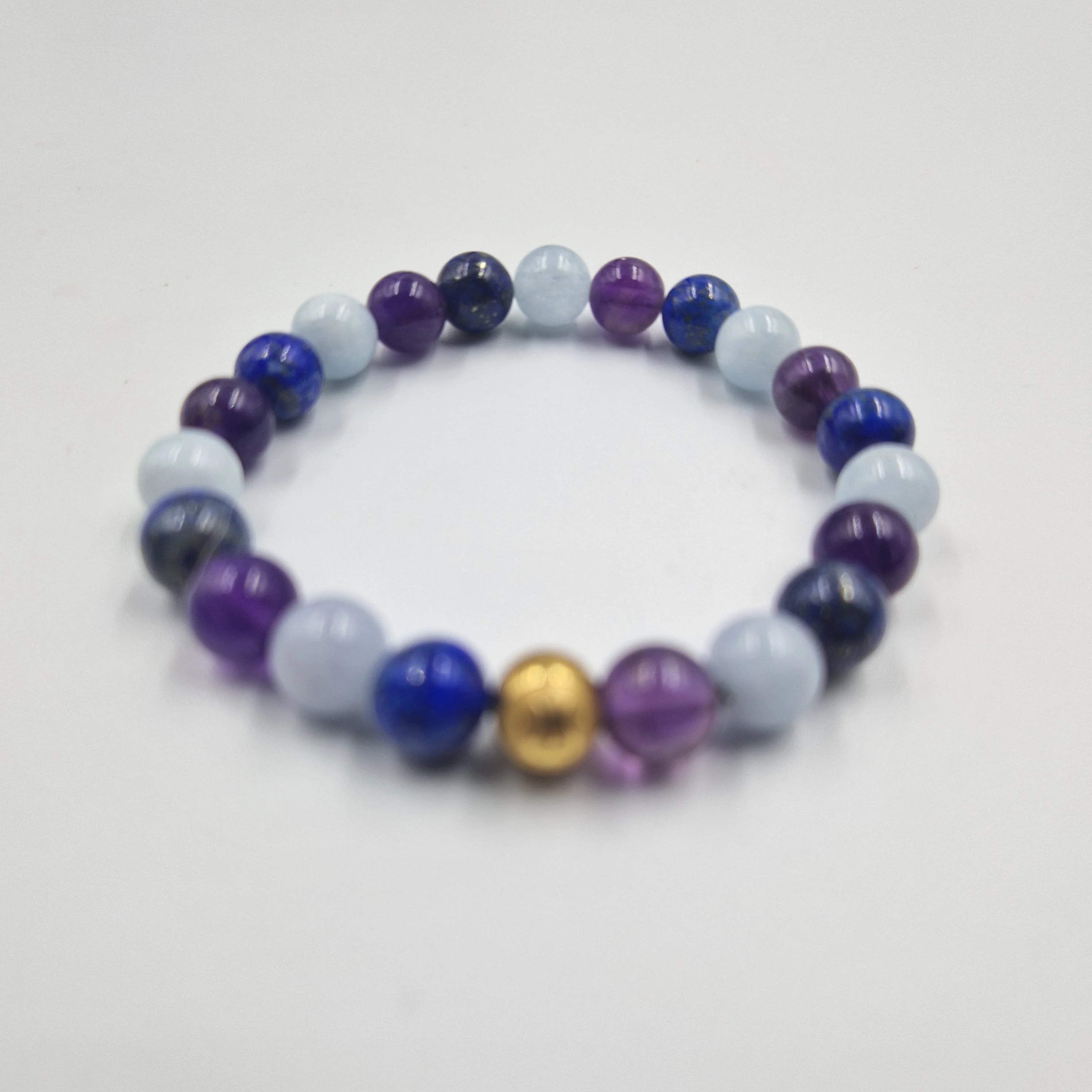 Bracelet DYNAMISME en Lapis lazuli, Aigue-marine et Améthyste - Image 3
