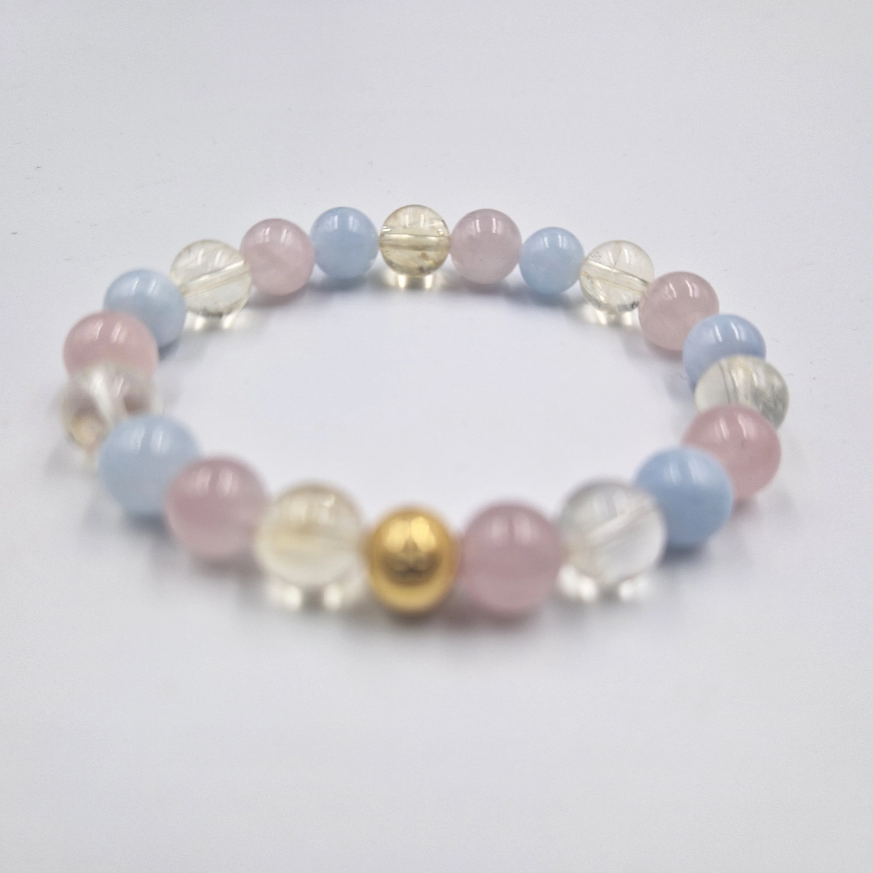 Bracelet ELOCUTION en Citrine, Quartz rose et Aigue-marine - Image 3