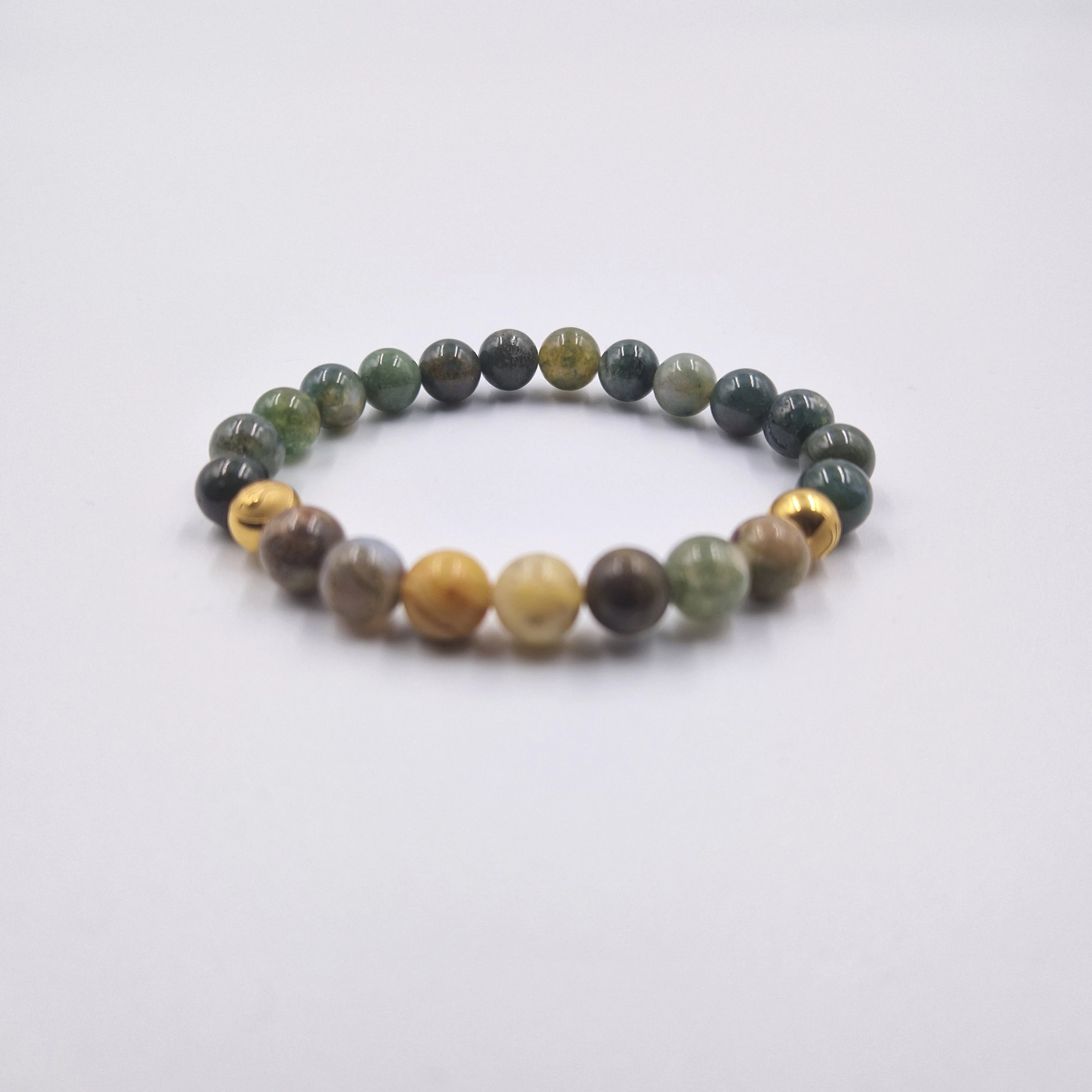 Bracelet en Agate mousse et Jaspe océan - Image 3