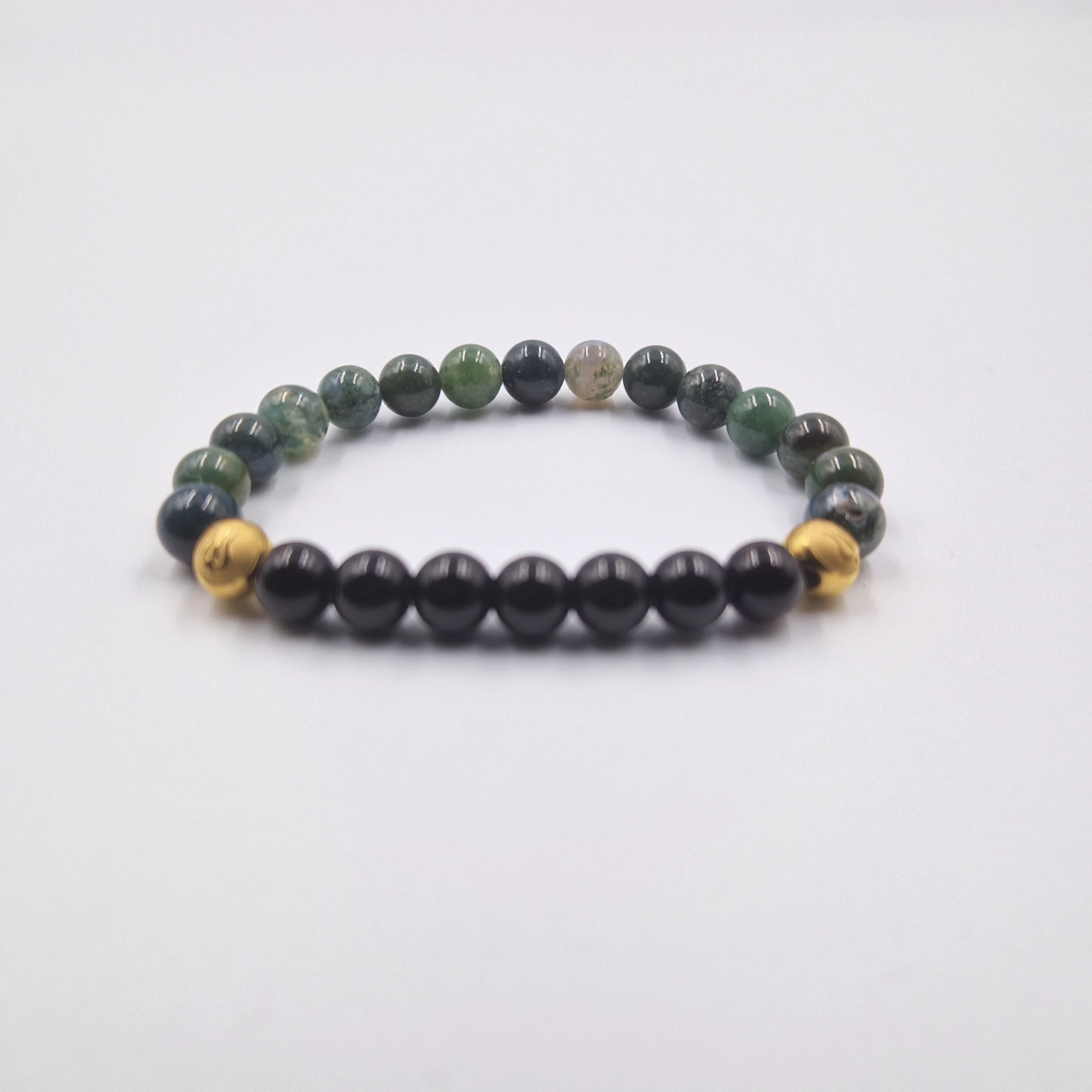 Bracelet en Agate mousse et Obsidienne noire - Image 3