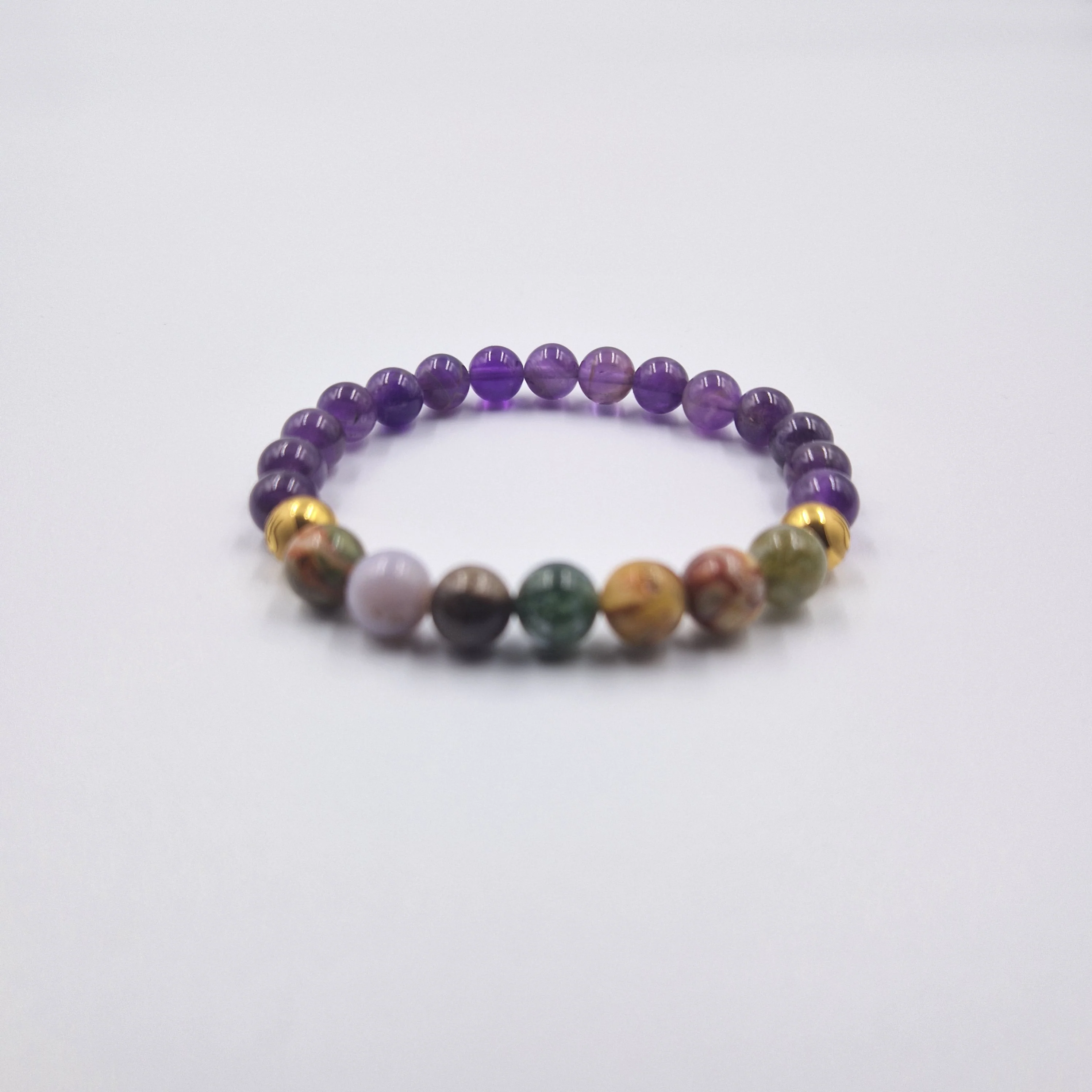 Bracelet en Améthyste et Jaspe océan - Image 3