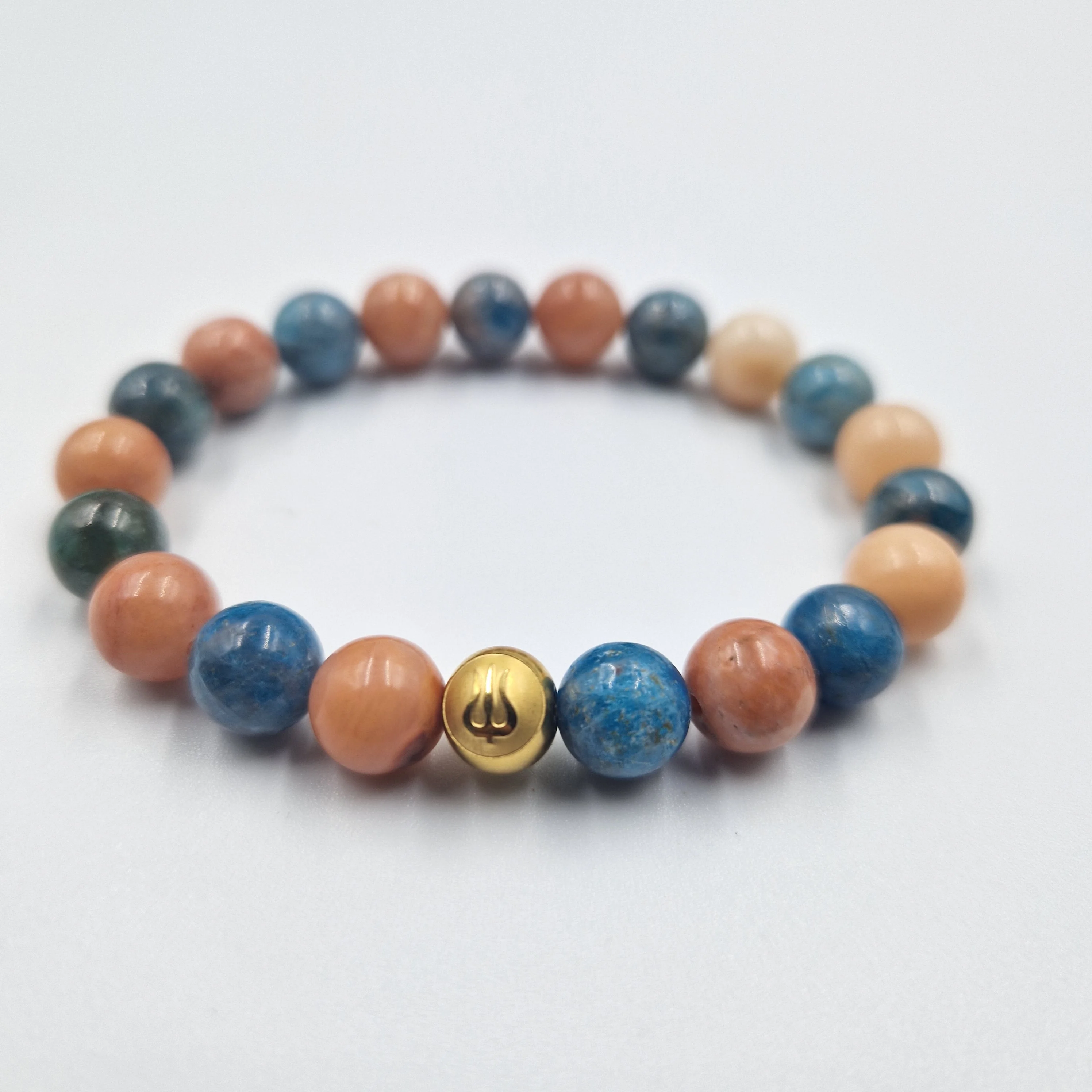 Bracelet en Apatite bleue et Bois fossilisé