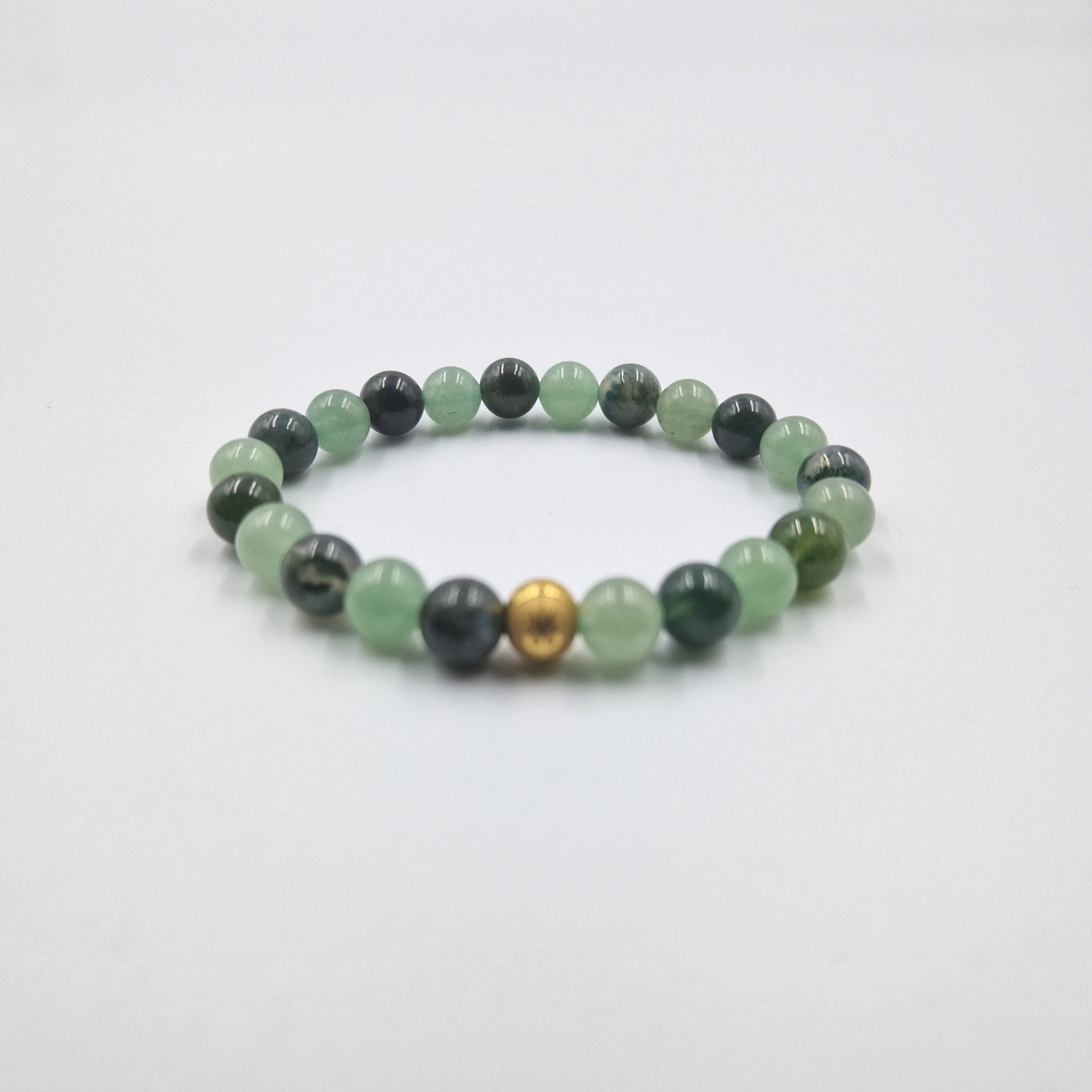 Bracelet en Aventurine verte et Agate mousse - Image 3