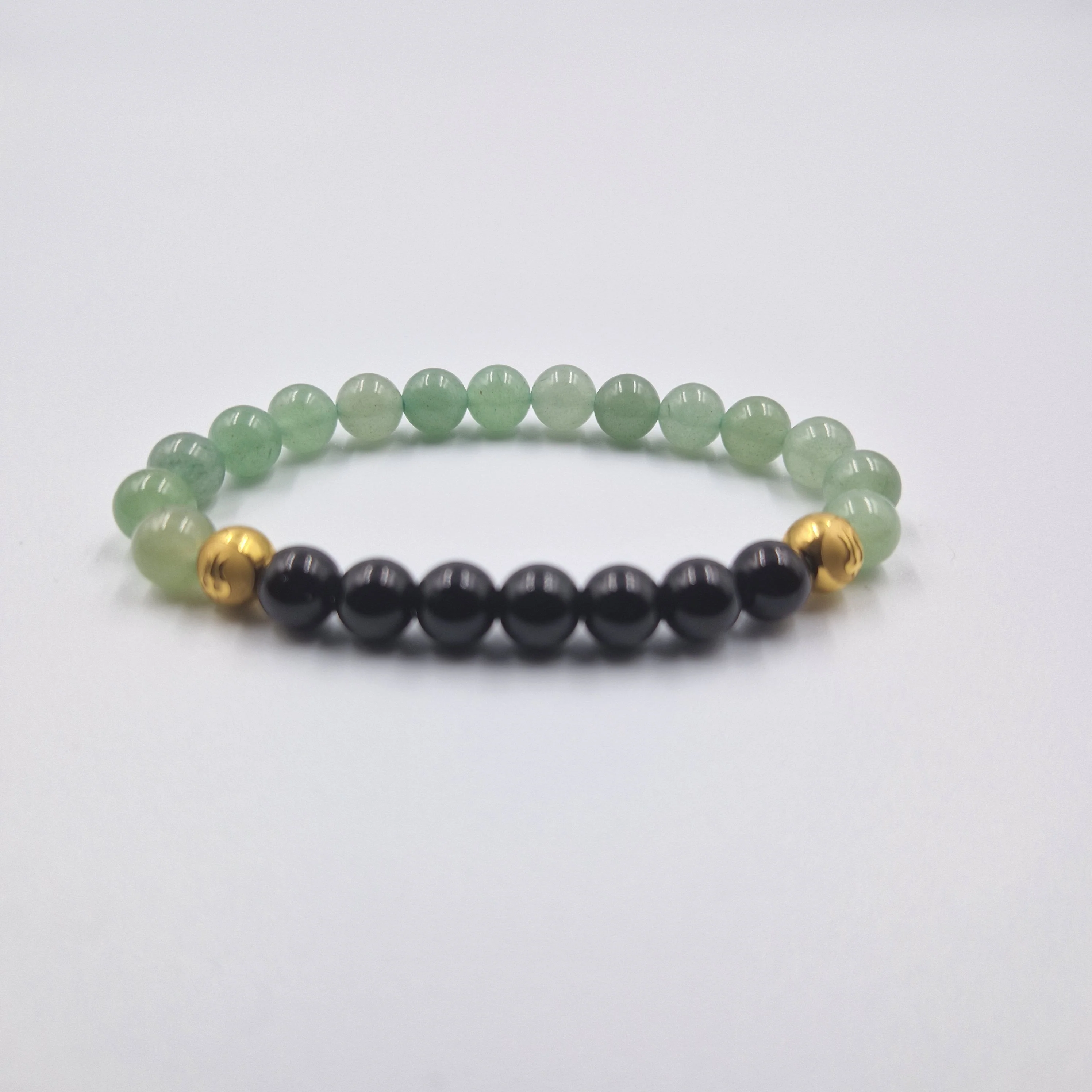 Bracelet en Aventurine verte et Obsidienne noire - Image 3