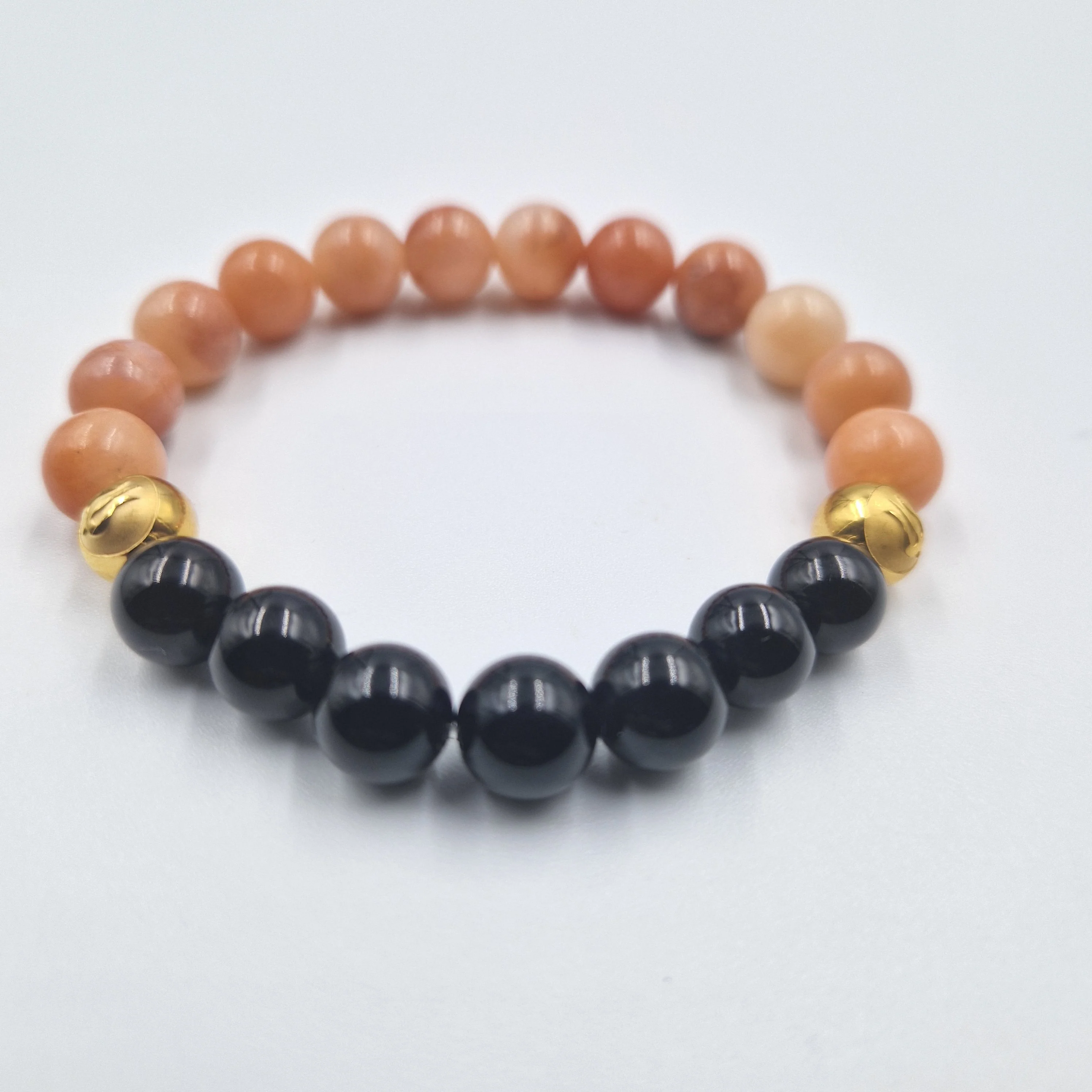 Bracelet en Bois fossilisé et Onyx noir