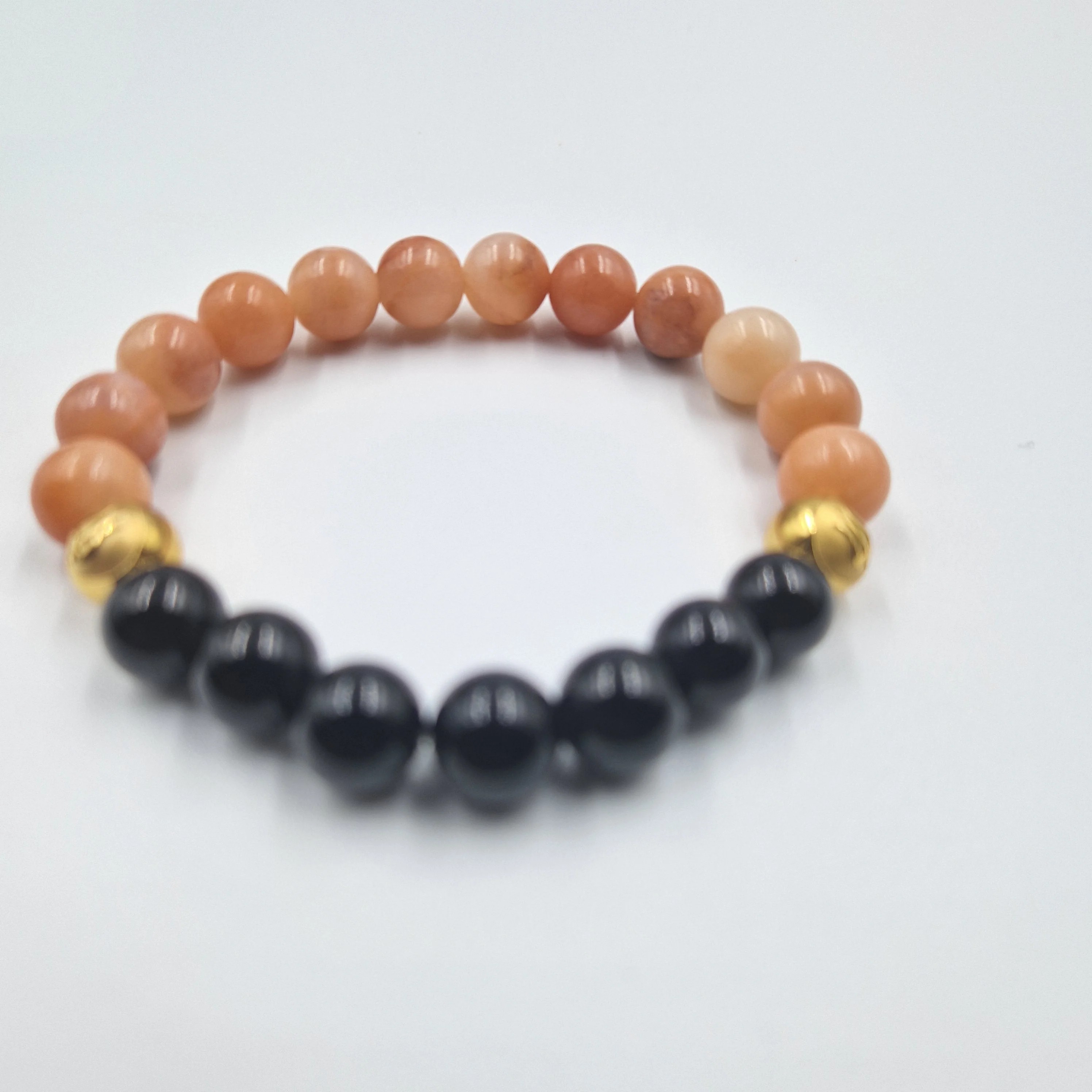 Bracelet en Bois fossilisé et Onyx noir - Image 3