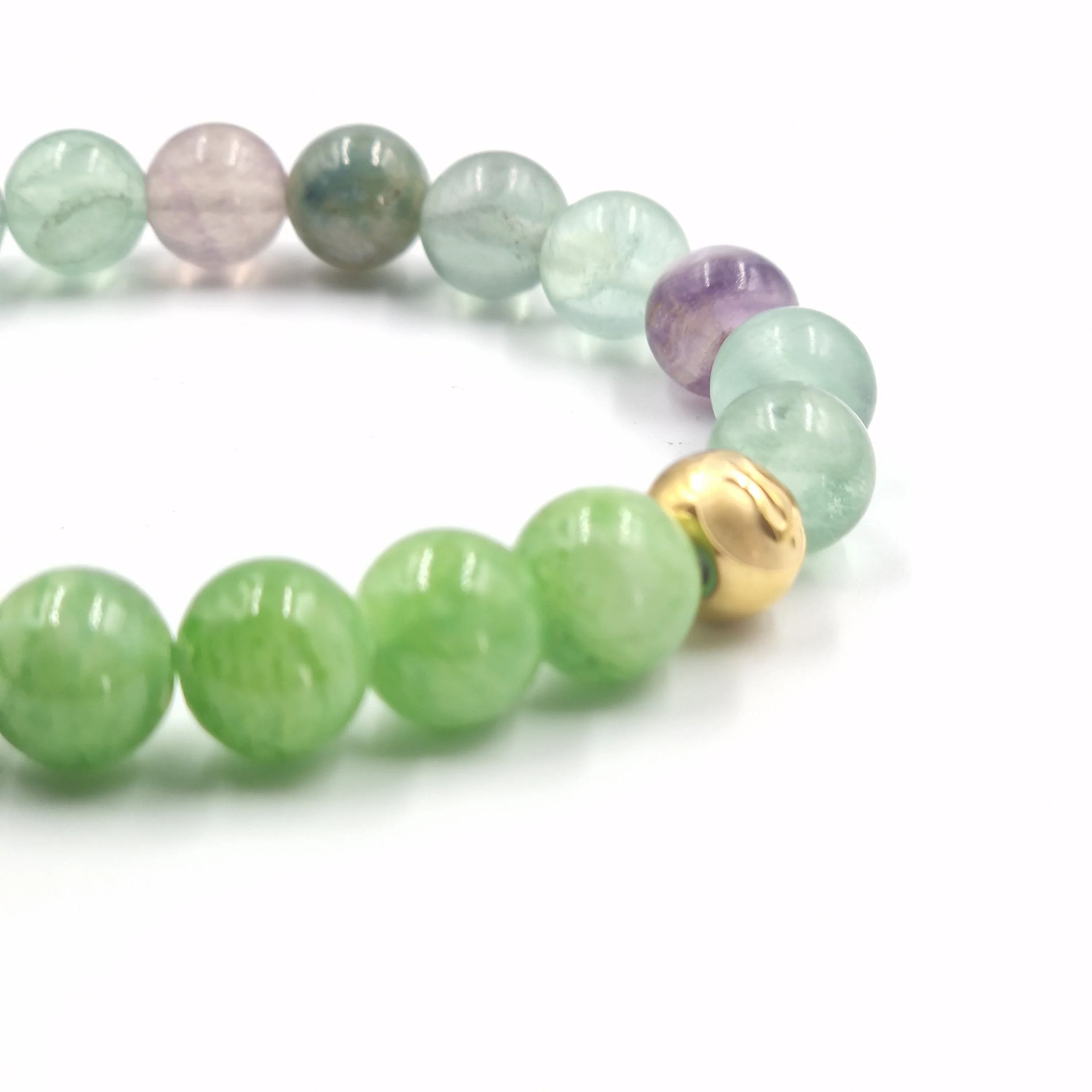 Bracelet en Fluorite violette et Jade vert - Image 2