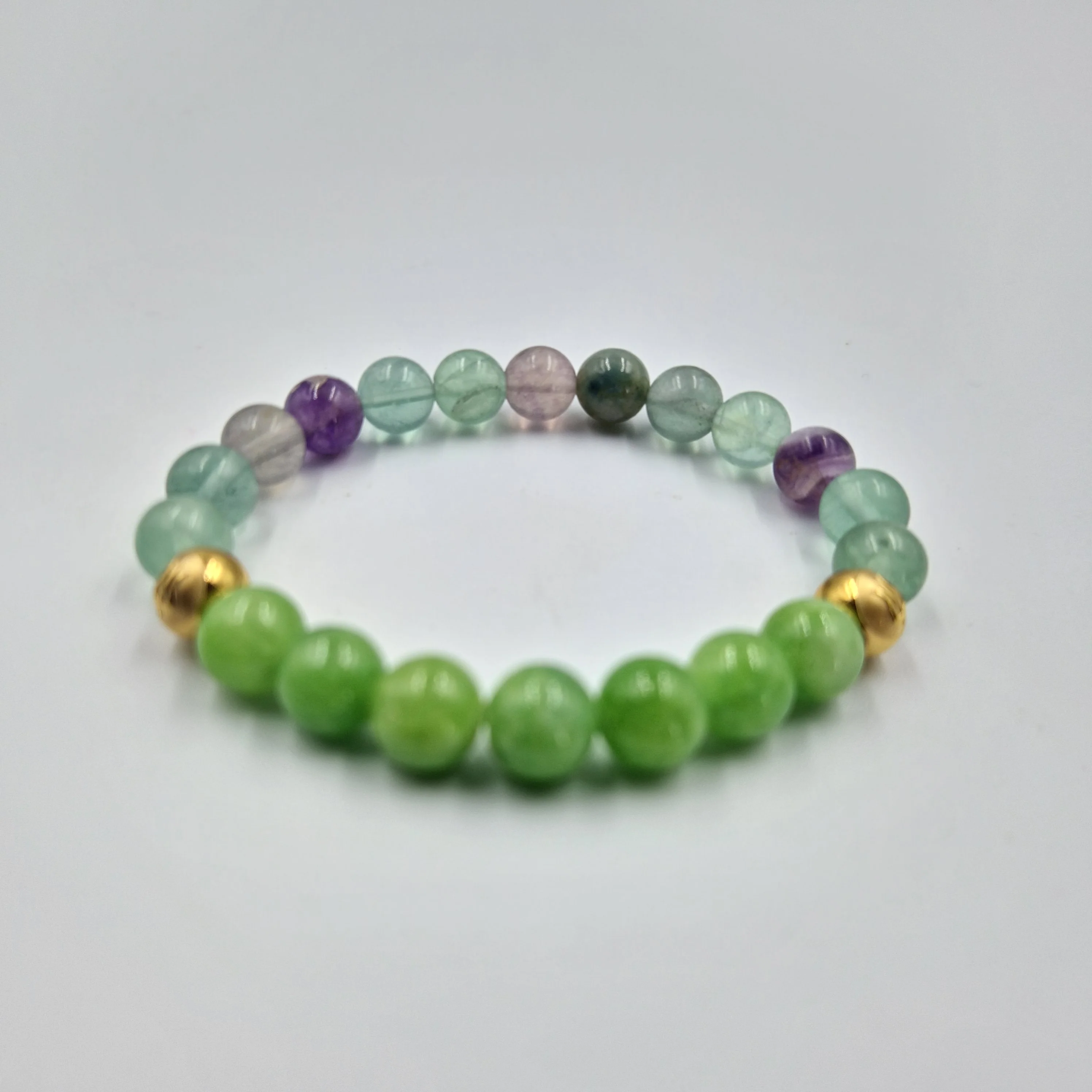 Bracelet en Fluorite violette et Jade vert - Image 3