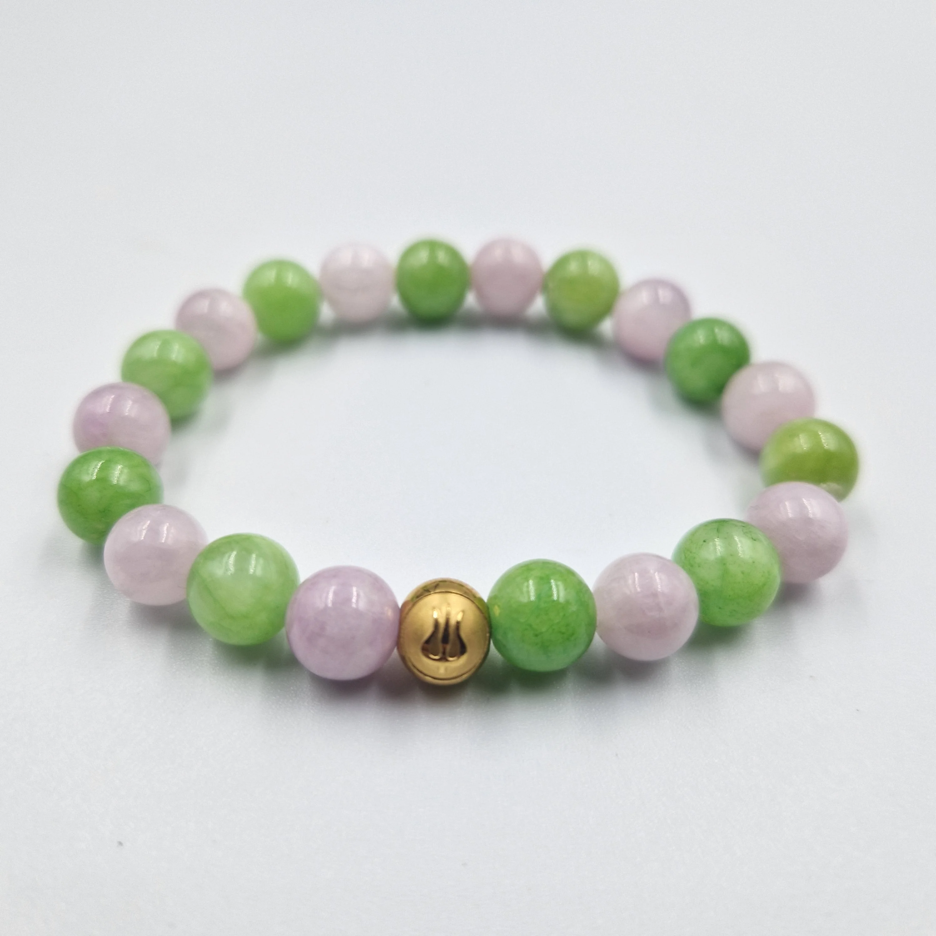 Bracelet en Jade vert et Kunzite