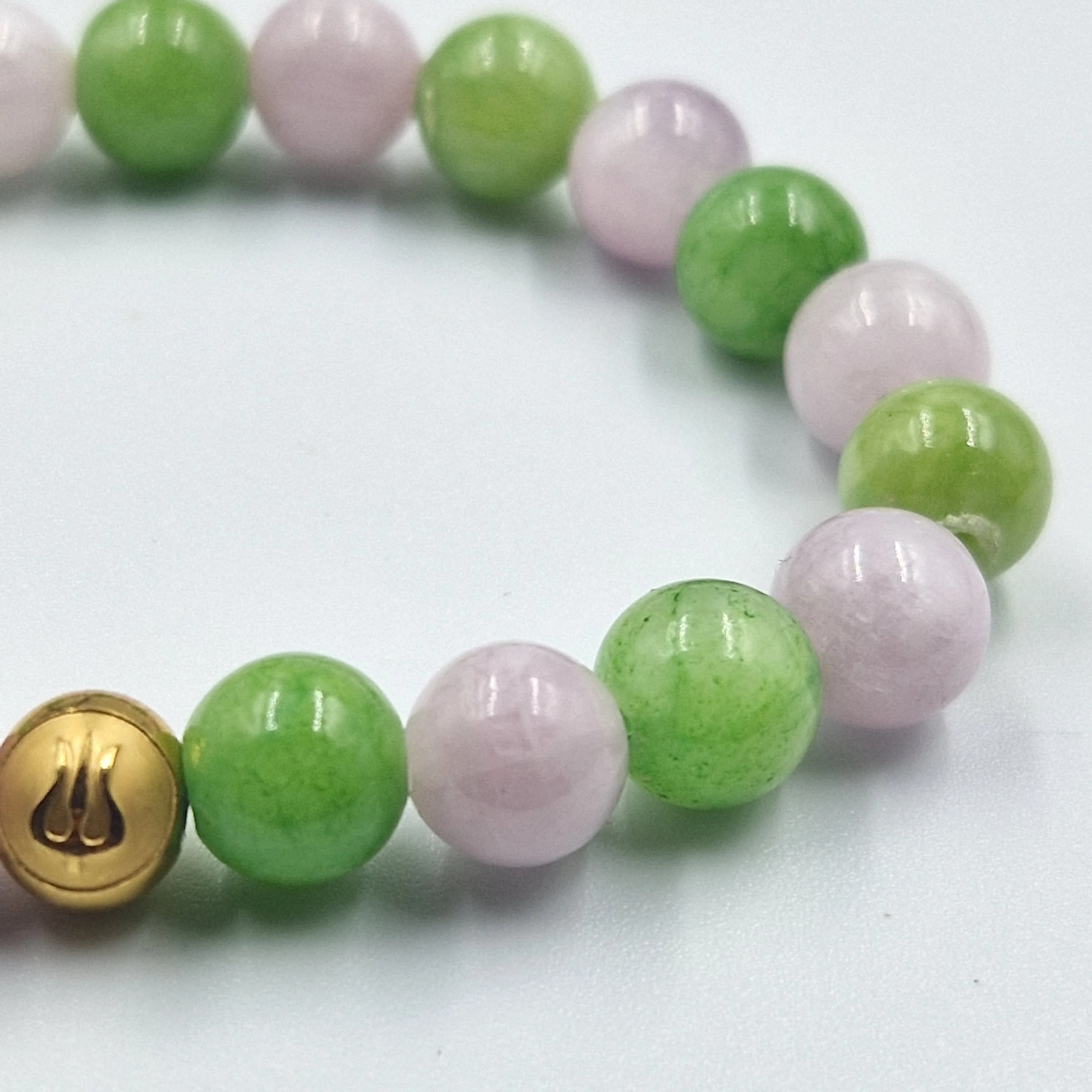 Bracelet en Jade vert et Kunzite - Image 2