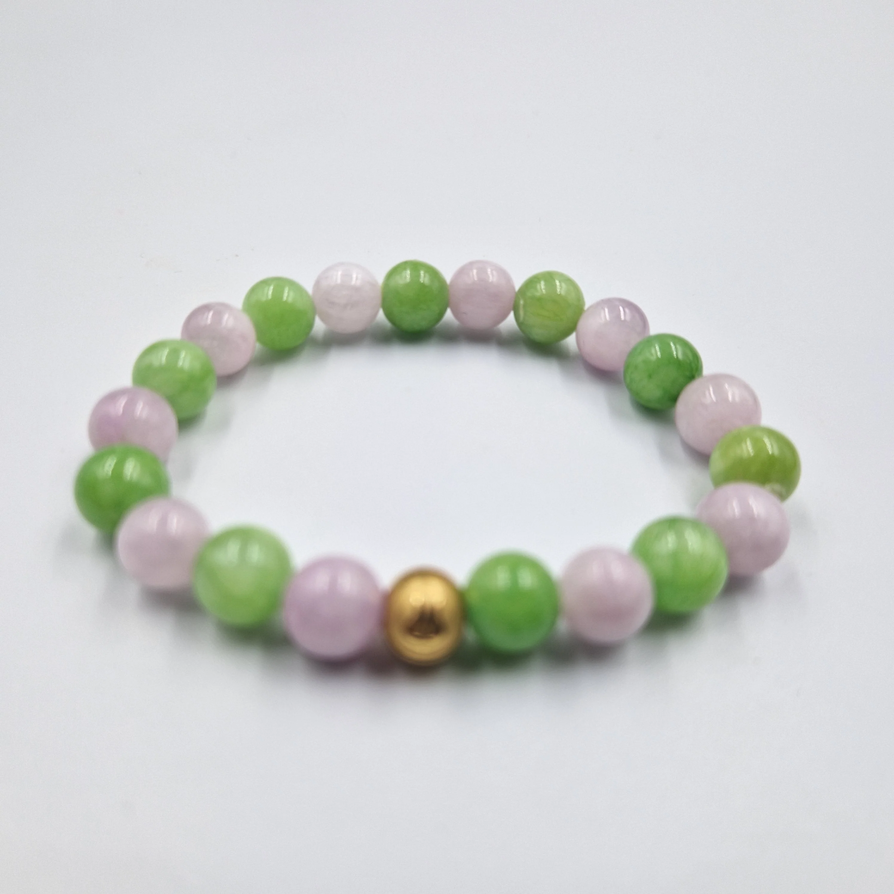 Bracelet en Jade vert et Kunzite - Image 3