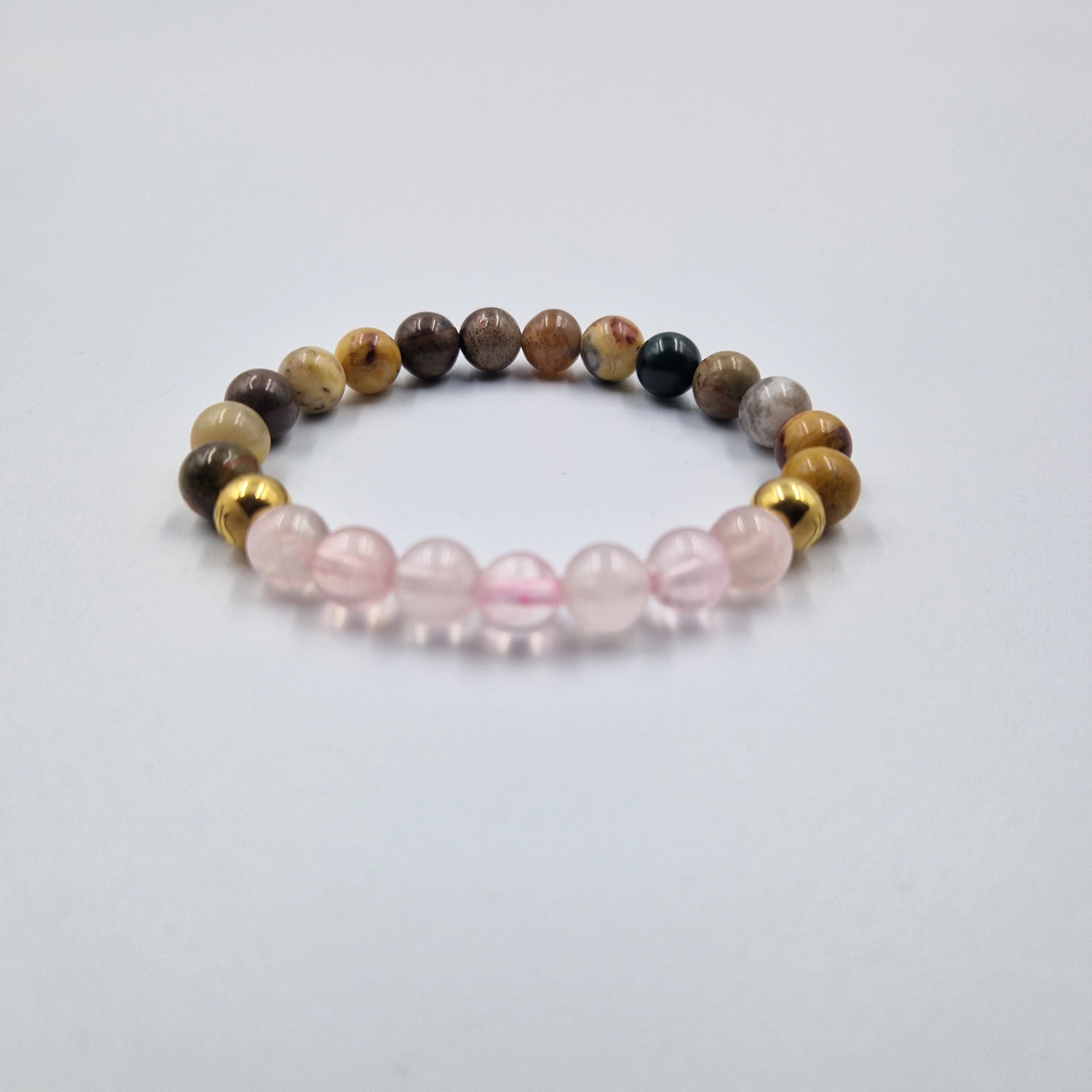 Bracelet en Jaspe océan et Quartz rose - Image 3