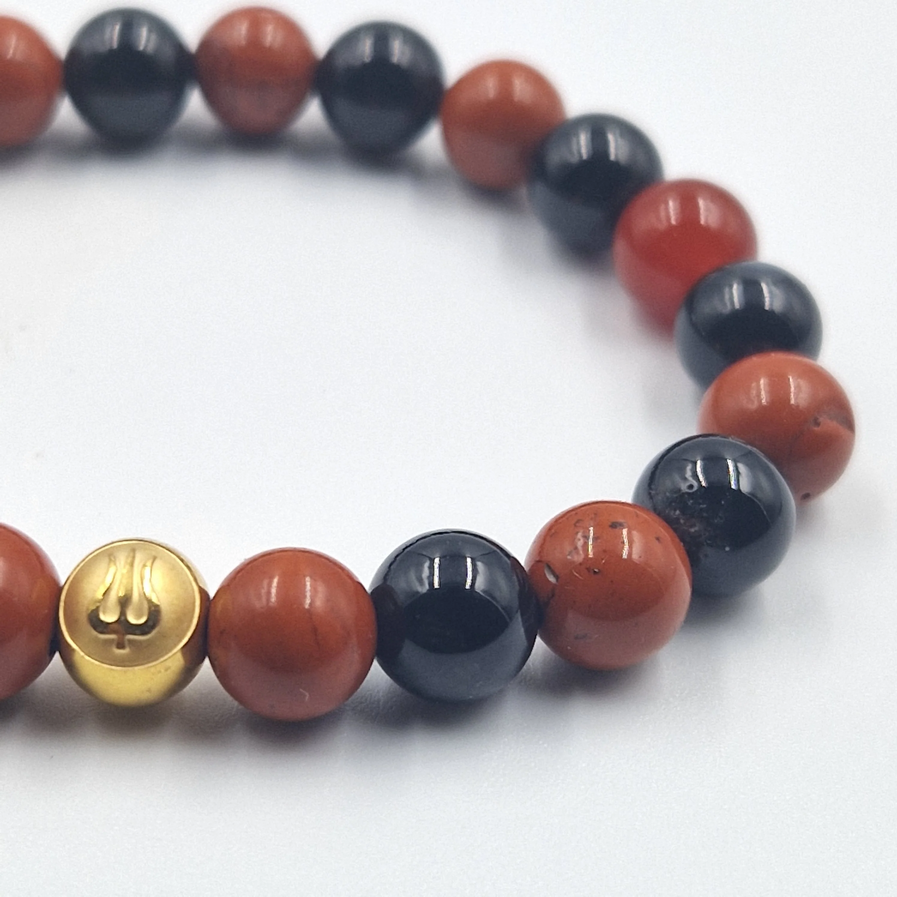 Bracelet en Jaspe rouge et Obsidienne noire - Image 2