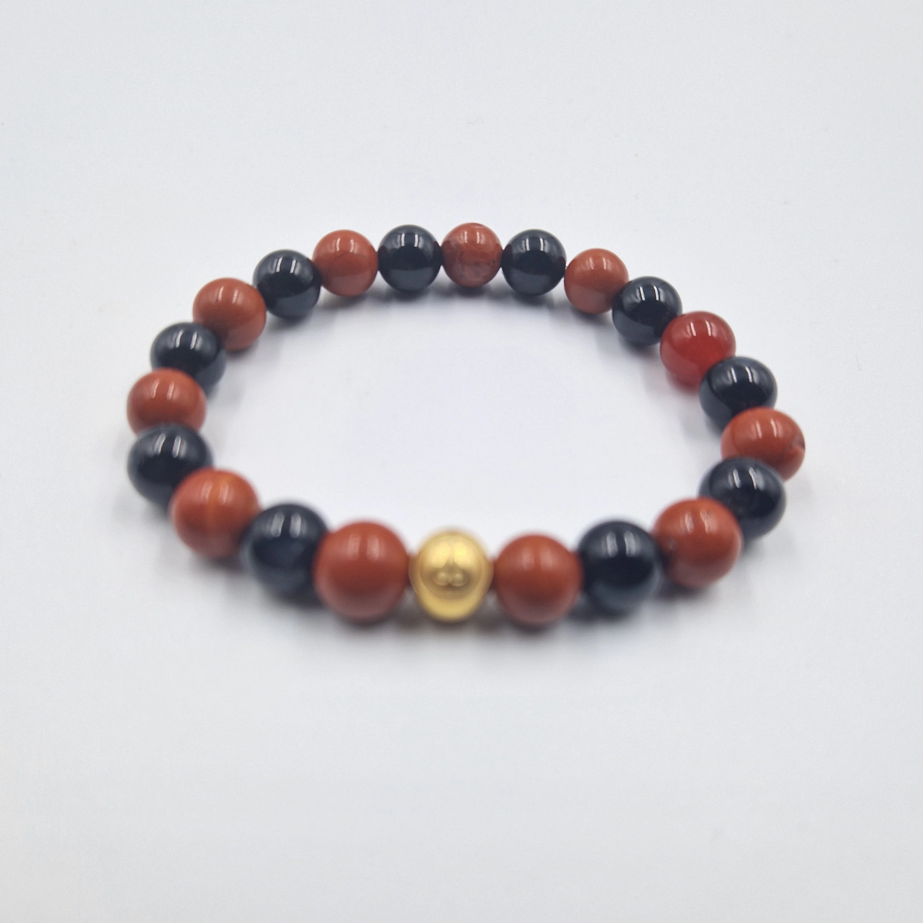Bracelet en Jaspe rouge et Obsidienne noire - Image 3
