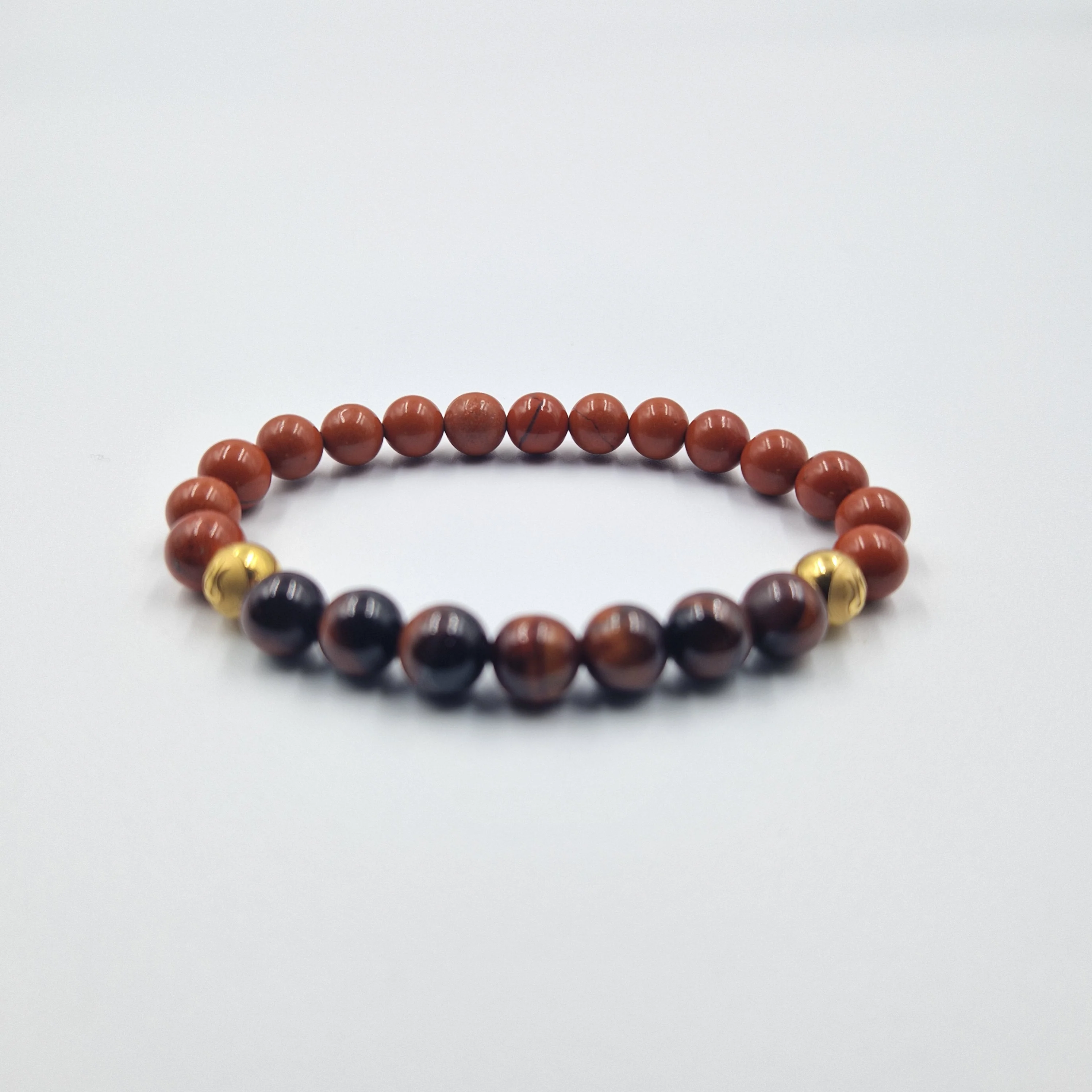 Bracelet en Jaspe rouge et Oeil de taureau - Image 3