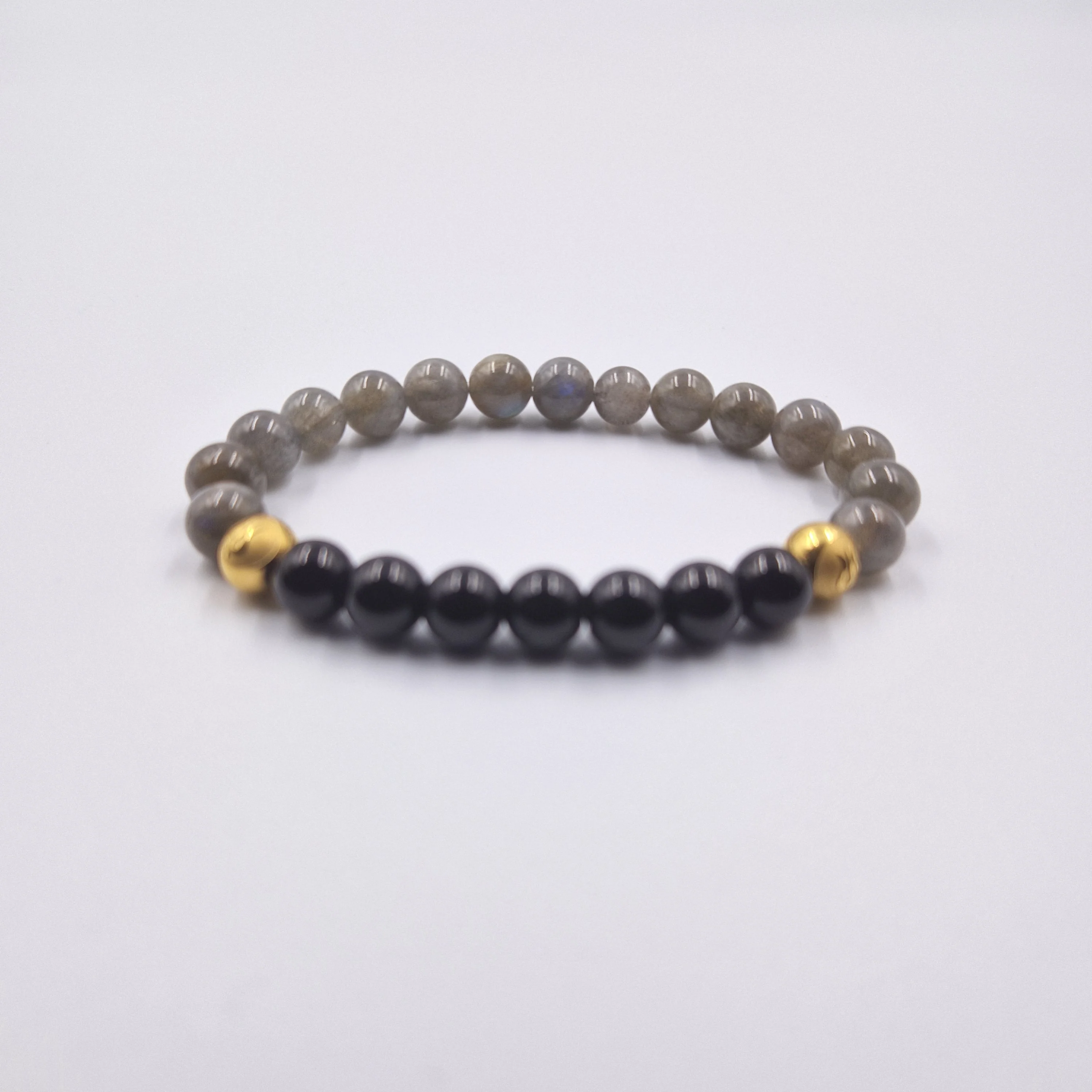 Bracelet en Labradorite et Obsidienne noire - Image 3