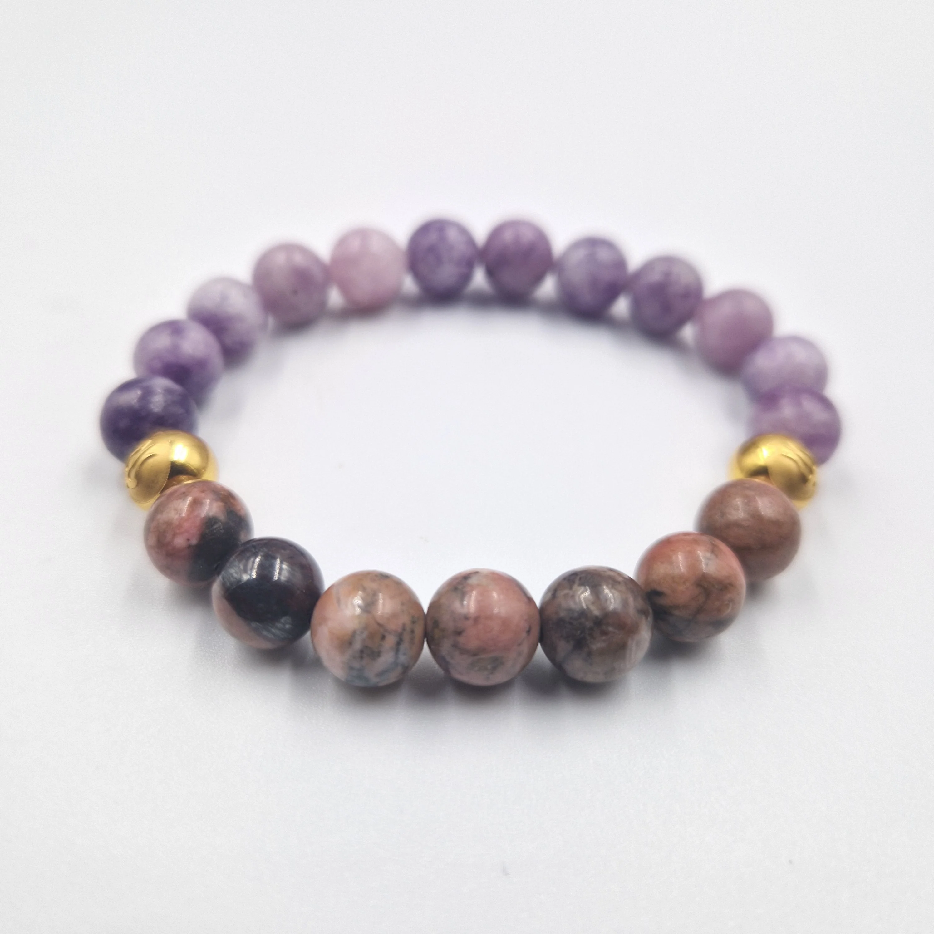 Bracelet en Lépidolite et Rhodonite