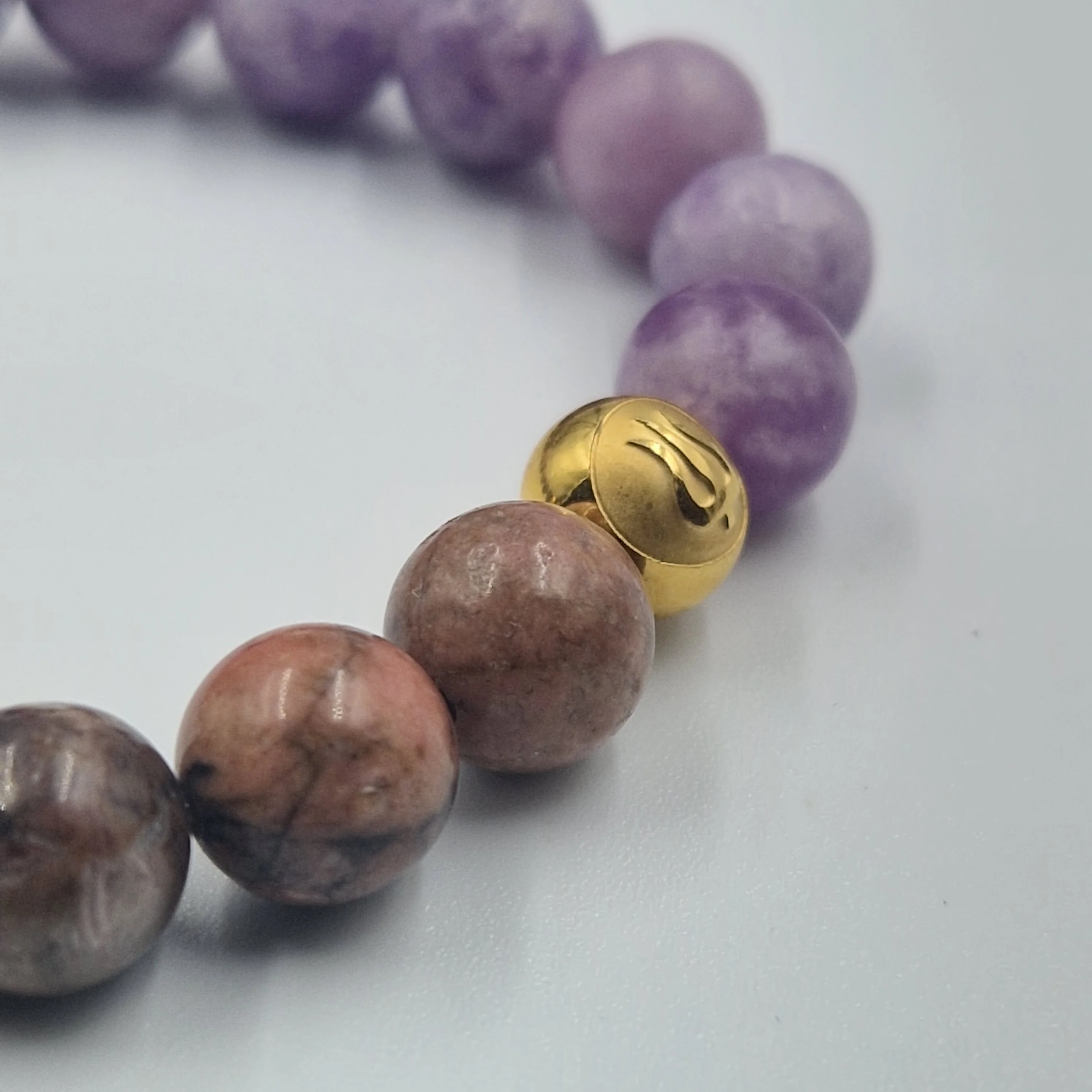 Bracelet en Lépidolite et Rhodonite - Image 2